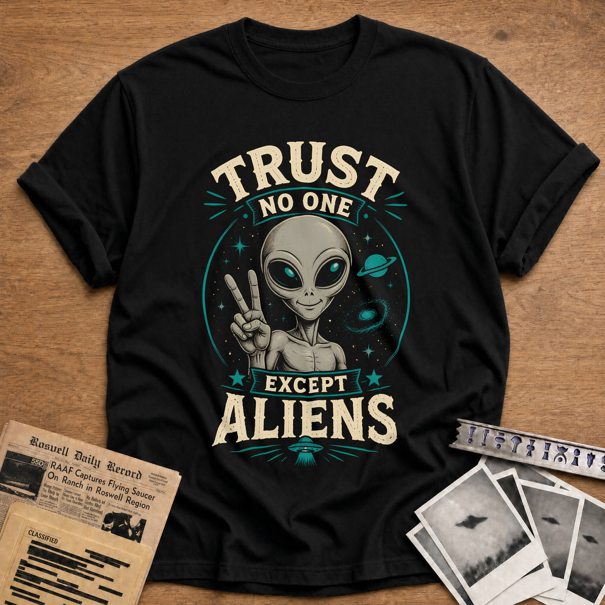 Trust No One Except Aliens 27 T-Shirt - Black