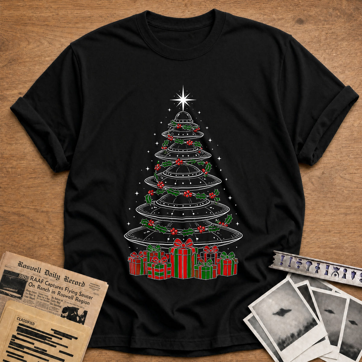 Ufo Gifts Garland Tree 36 T-Shirt - Black