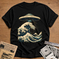 UFO Great Wave Ukiyoe 84 T-Shirt - Black