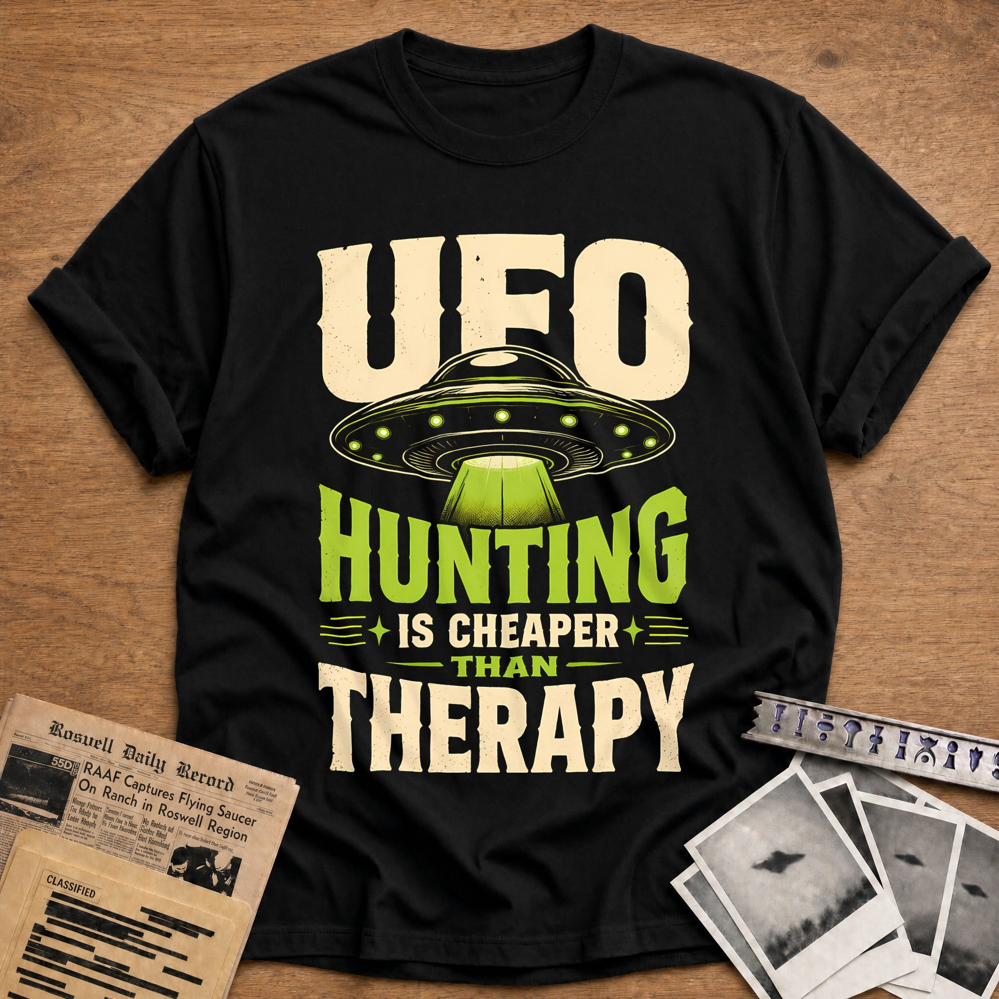 Ufo Hunting Cheaper Than Therapy 56 T-Shirt - Black