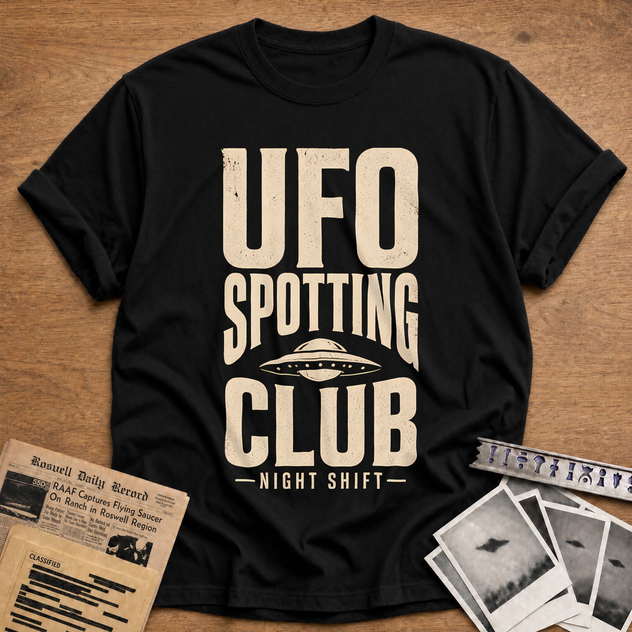 Ufo Spotting Club Night Shift 20 T-Shirt - Black