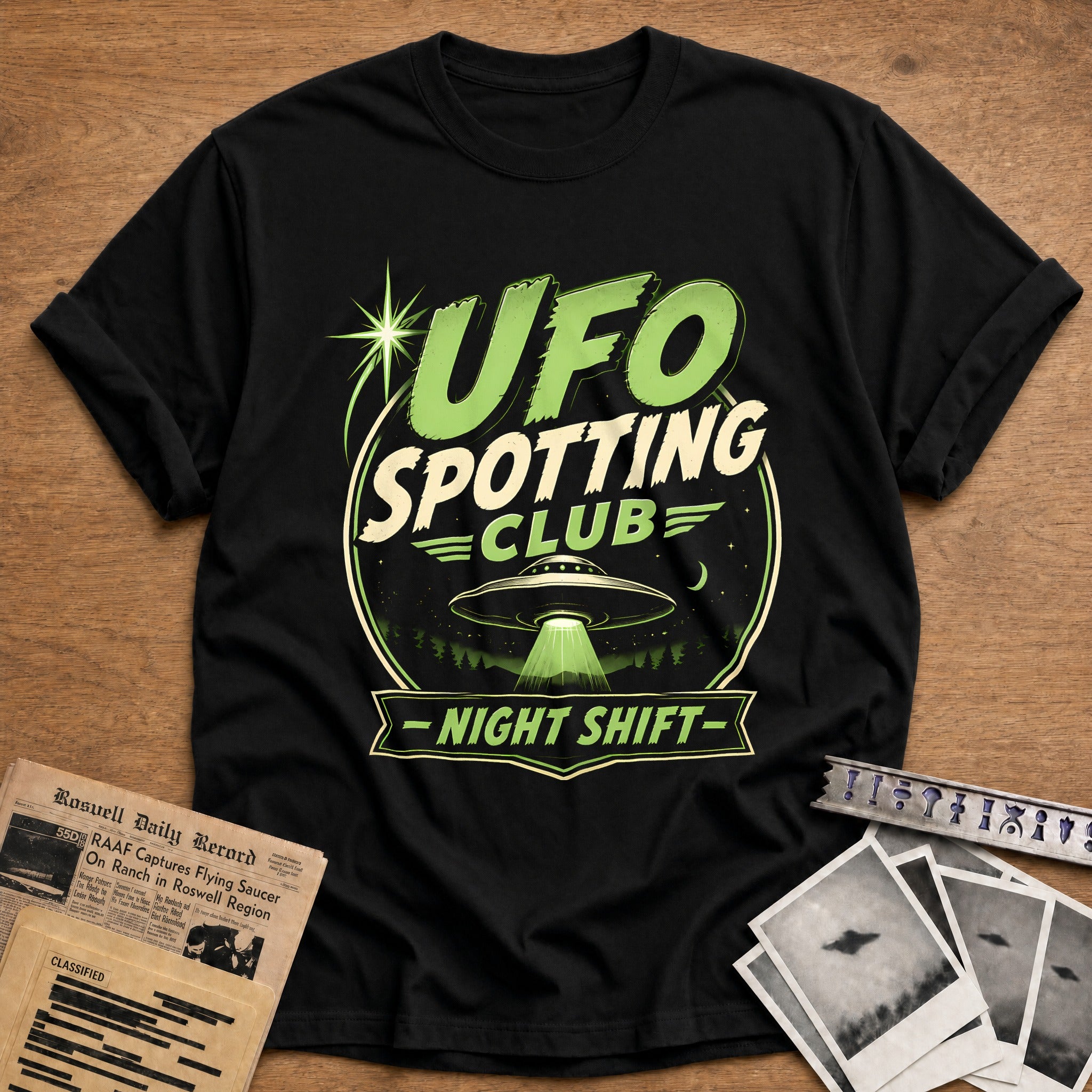 Ufo Spotting Club Night Shift 53 T-Shirt - Black