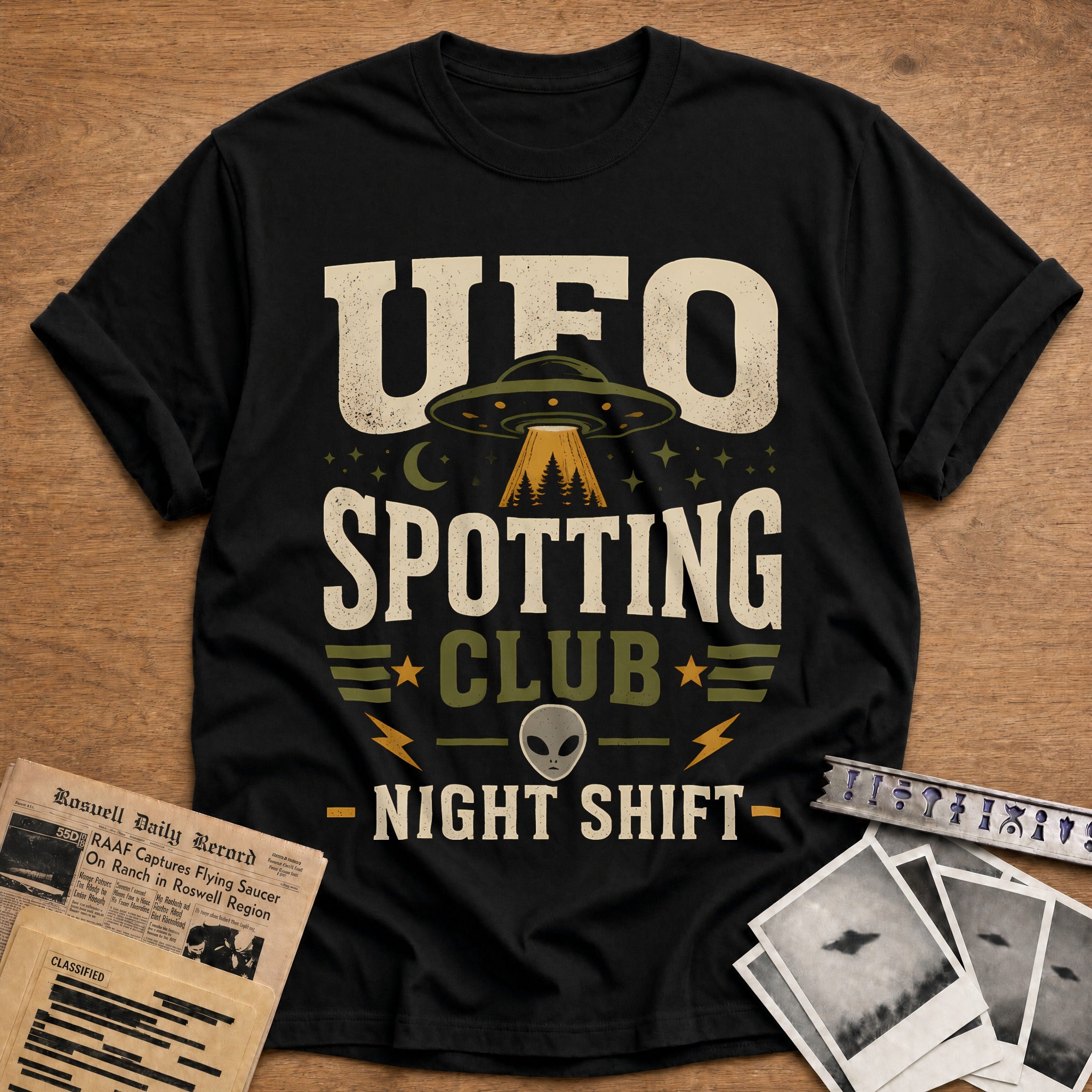 Ufo Spotting Club Night Shift 67 T-Shirt - Black