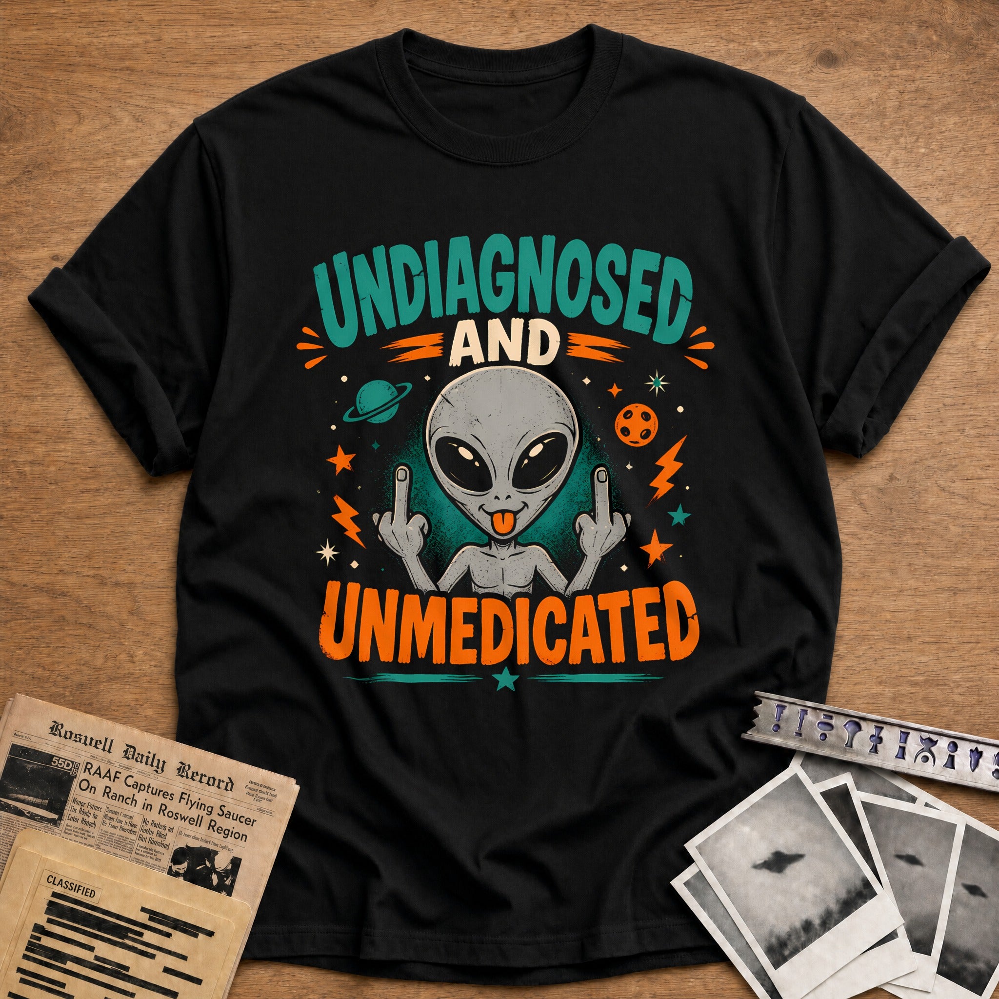 Undiagnosed Unmedicated Alien 49 T-Shirt - Black