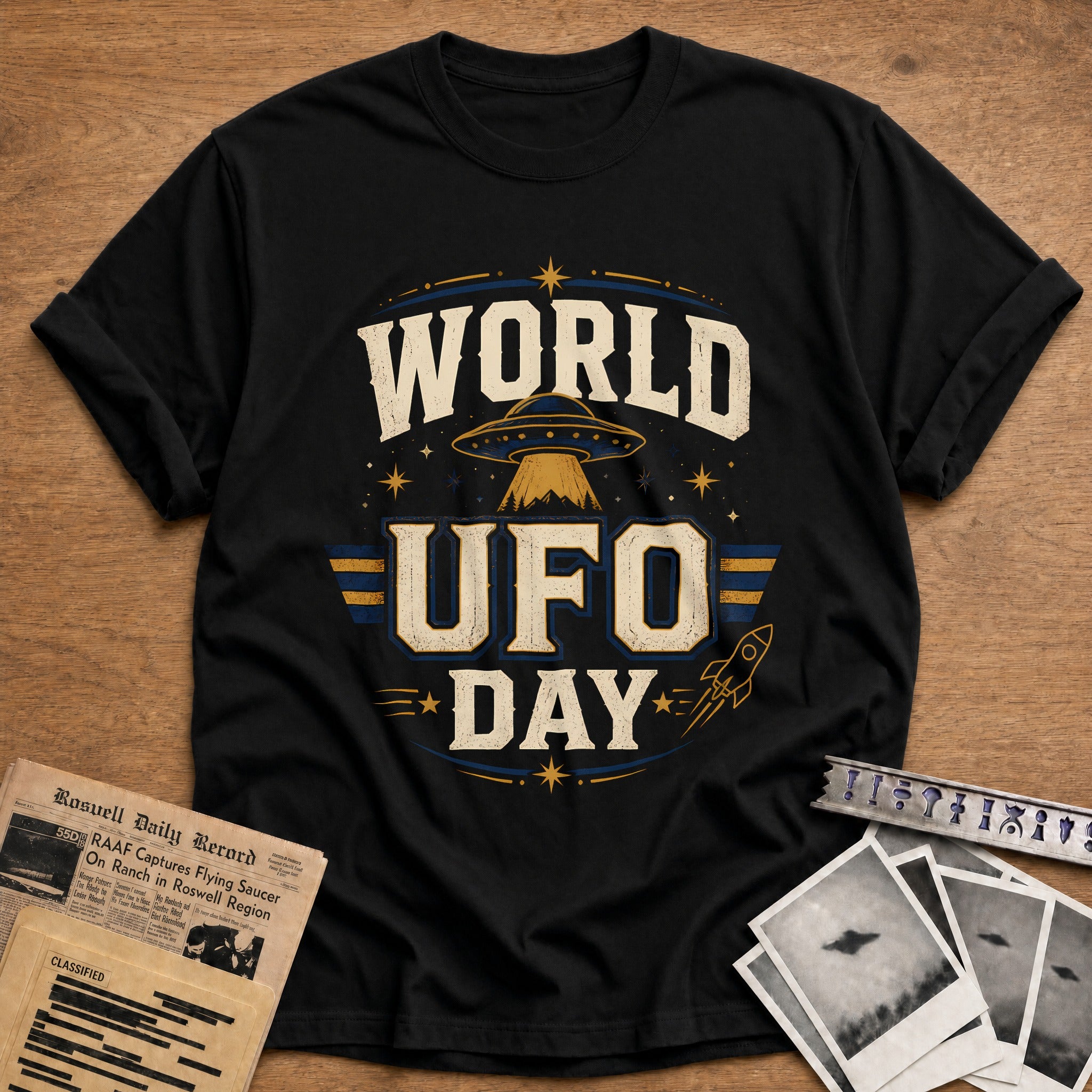 World Ufo Day 45 T-Shirt - Black