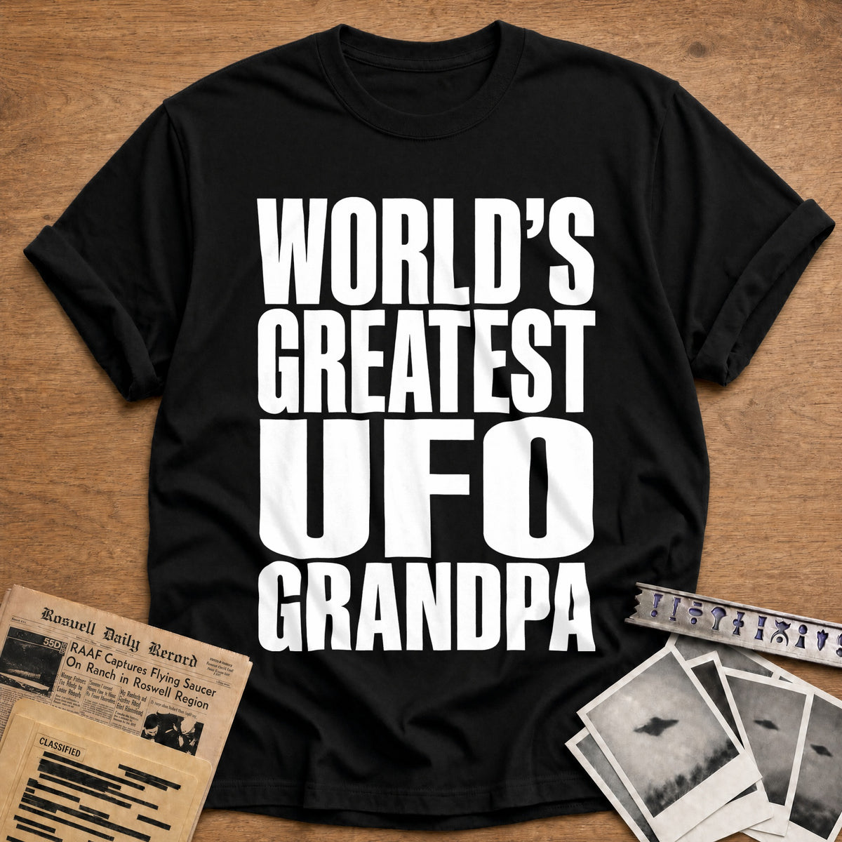 World's Greatest UFO Grandpa 52 T-Shirt - Black