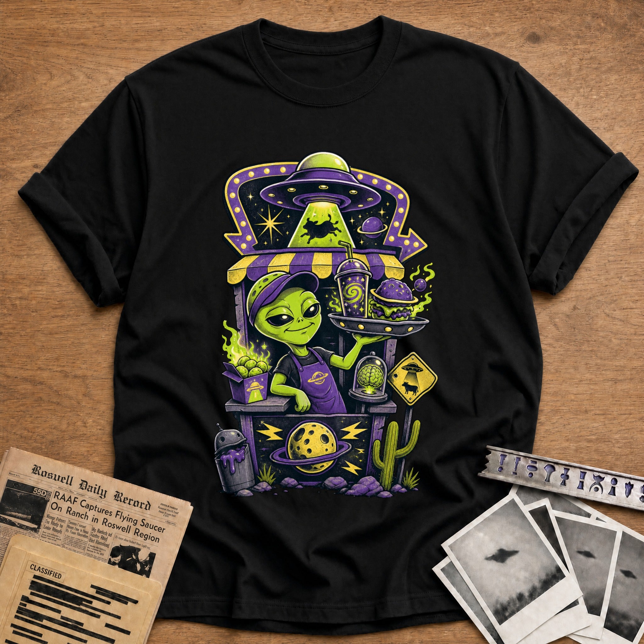 alien chef space kitchen funny - Black