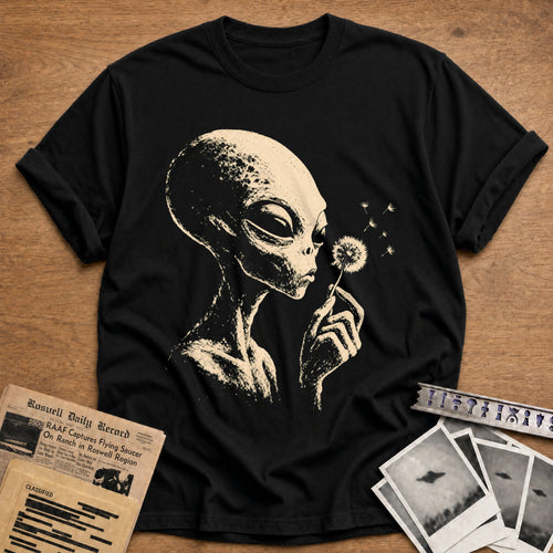 alien dandelion wish funny - Black