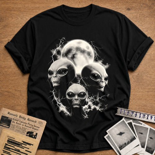 alien moon lightning ufo - Black