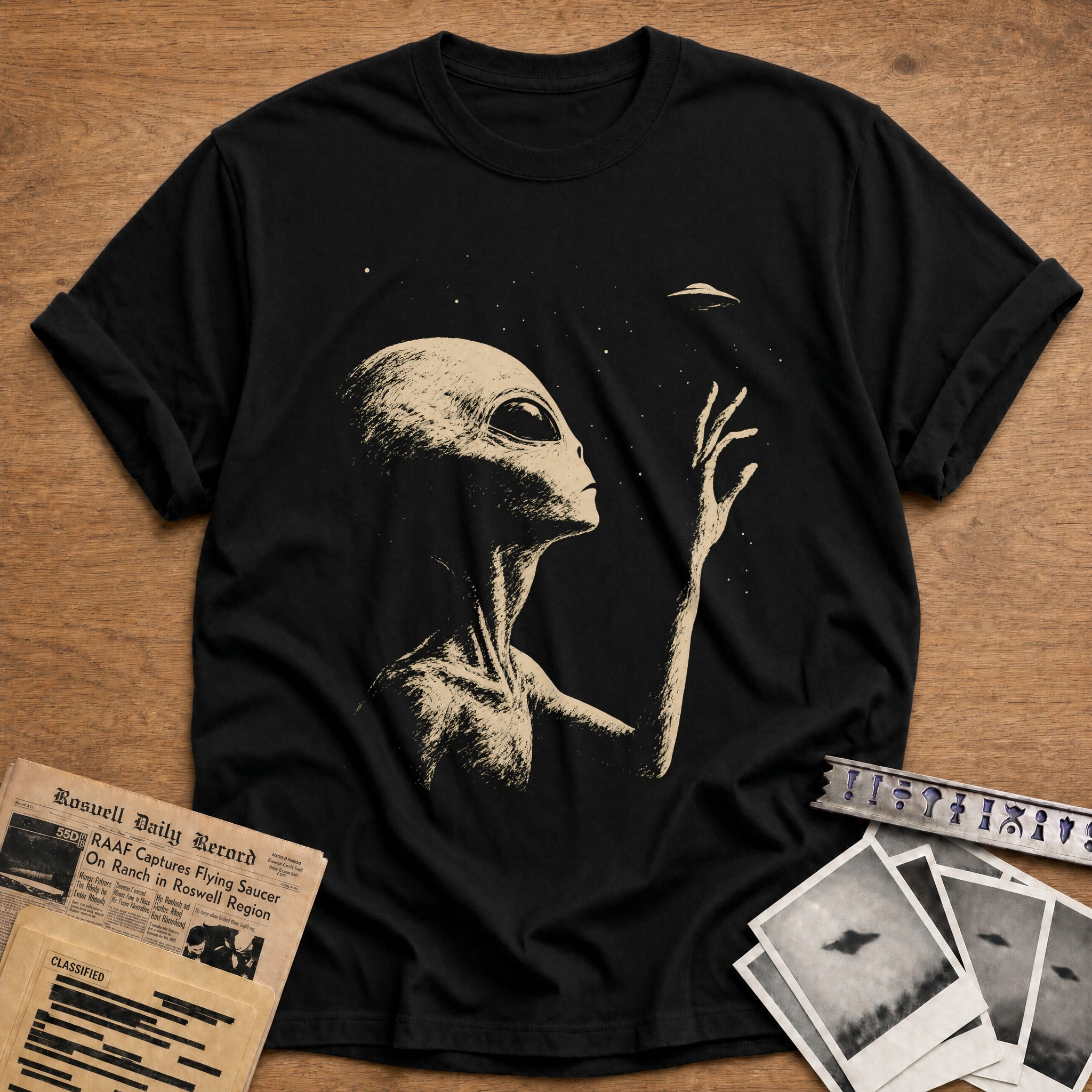 alien ufo space vintage - Black