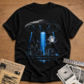 ufo abduction city skyline funny - Black