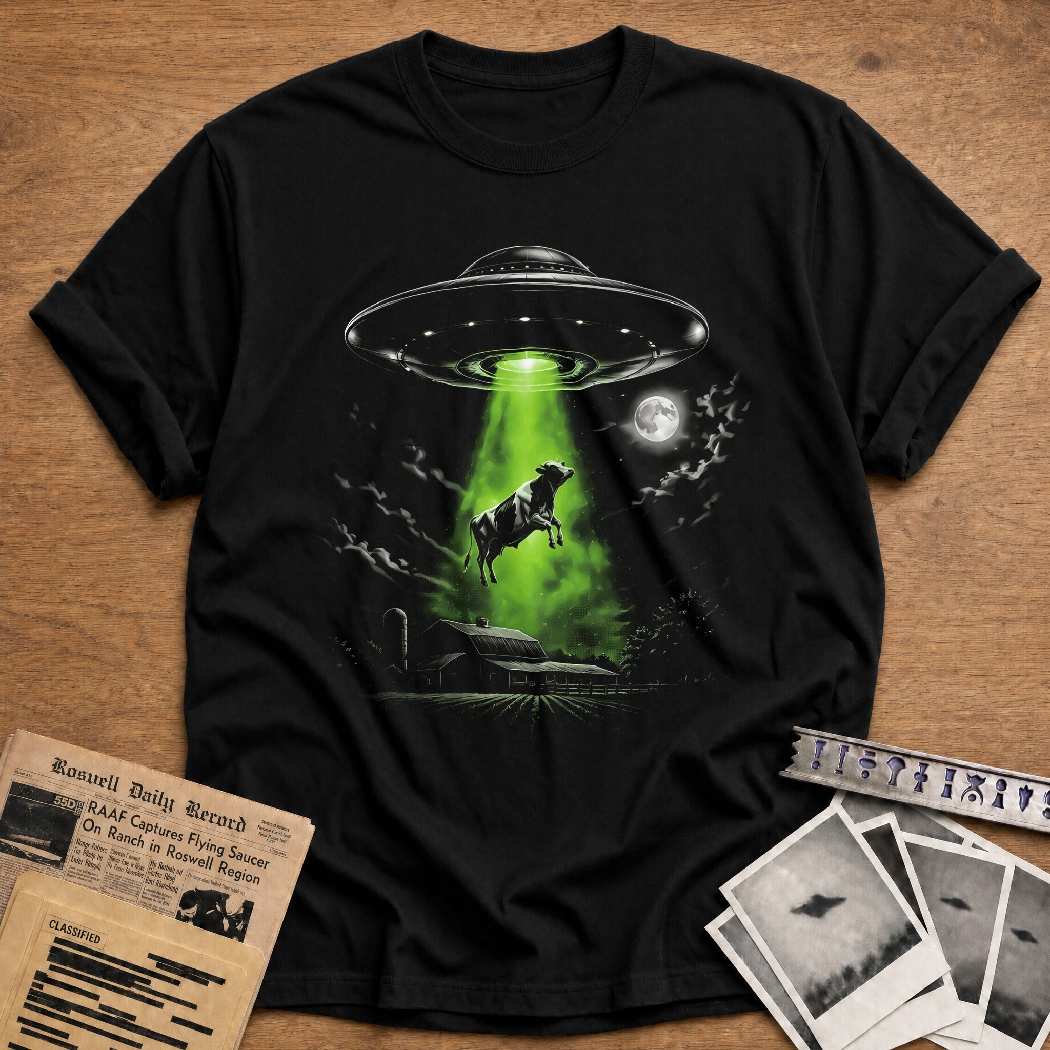 ufo cow abduction alien funny - Black