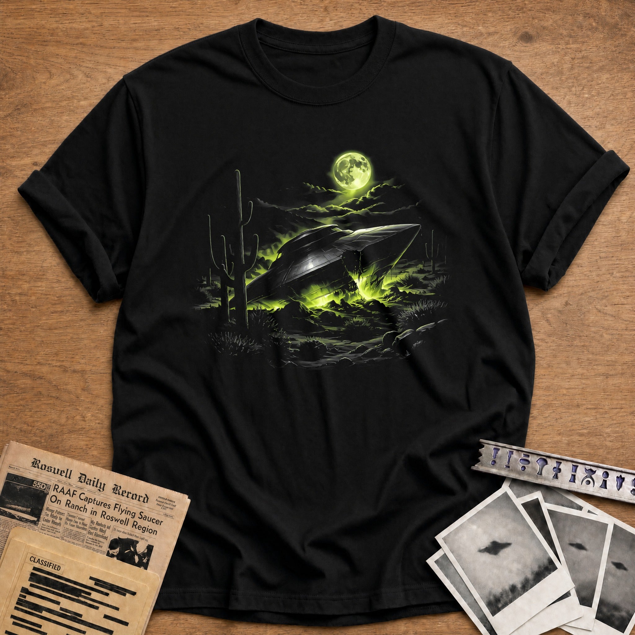 ufo desert night alien funny - Black