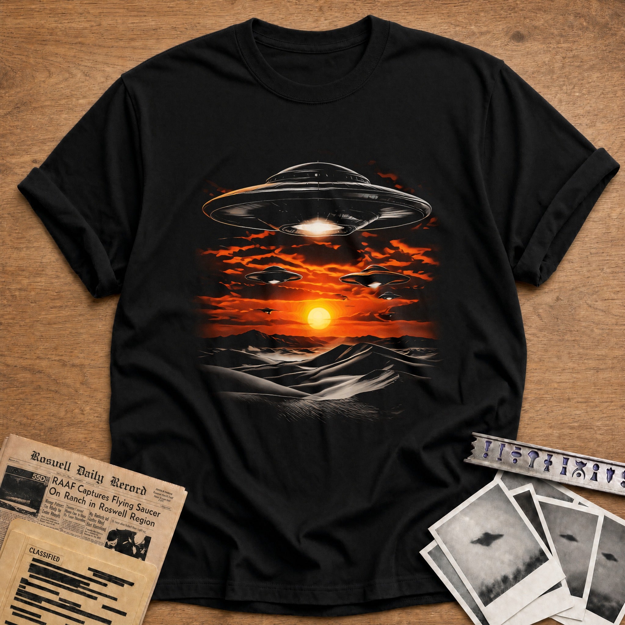 ufo invasion desert sunset alien sci fi - Black