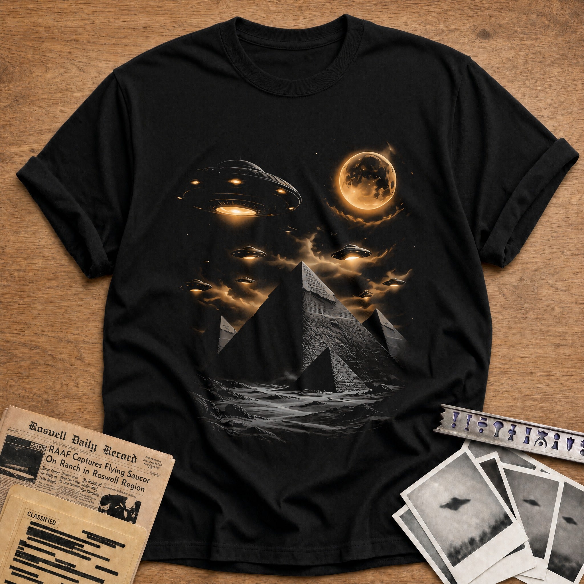 ufo pyramid alien ancient mystery - Black