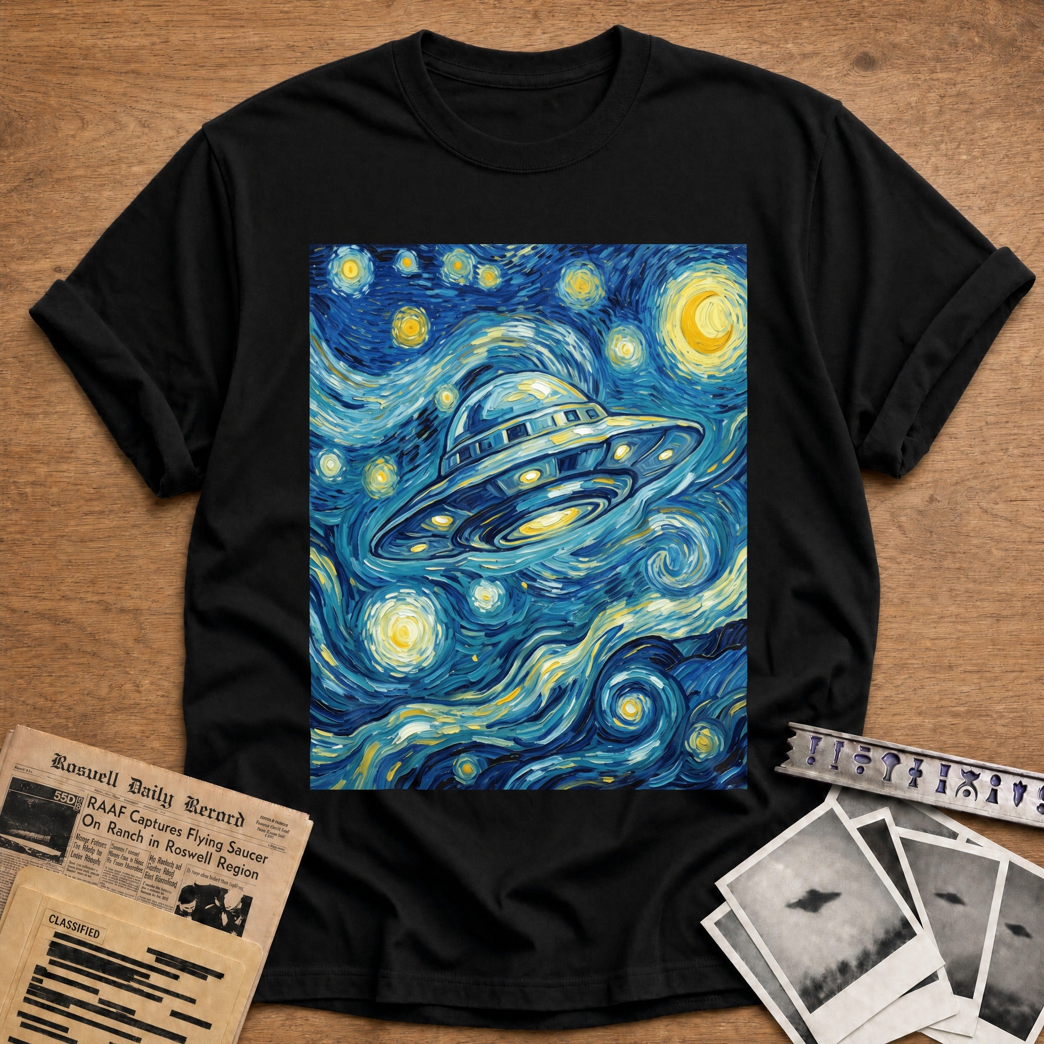 ufo van gogh starry - Black