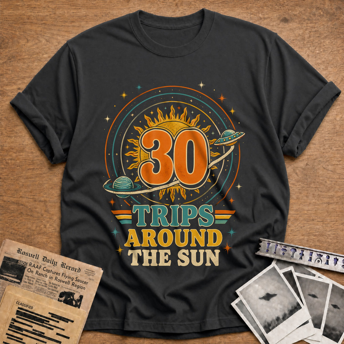30 Around The Sun T-Shirt - Charcoal
