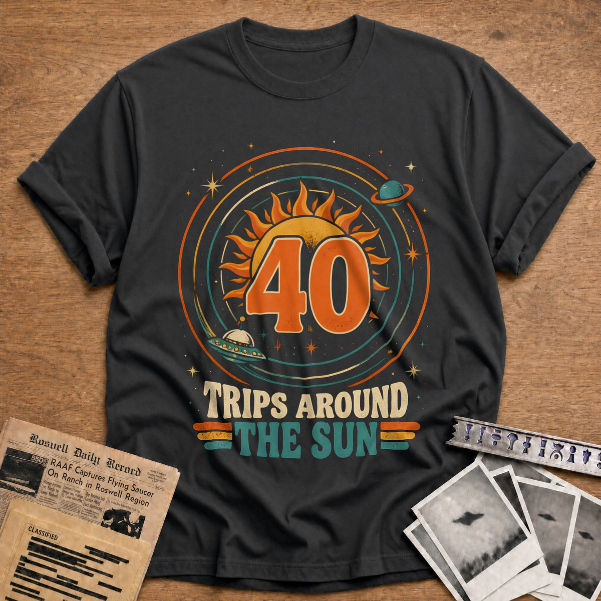 40 Around The Sun T-Shirt - Charcoal