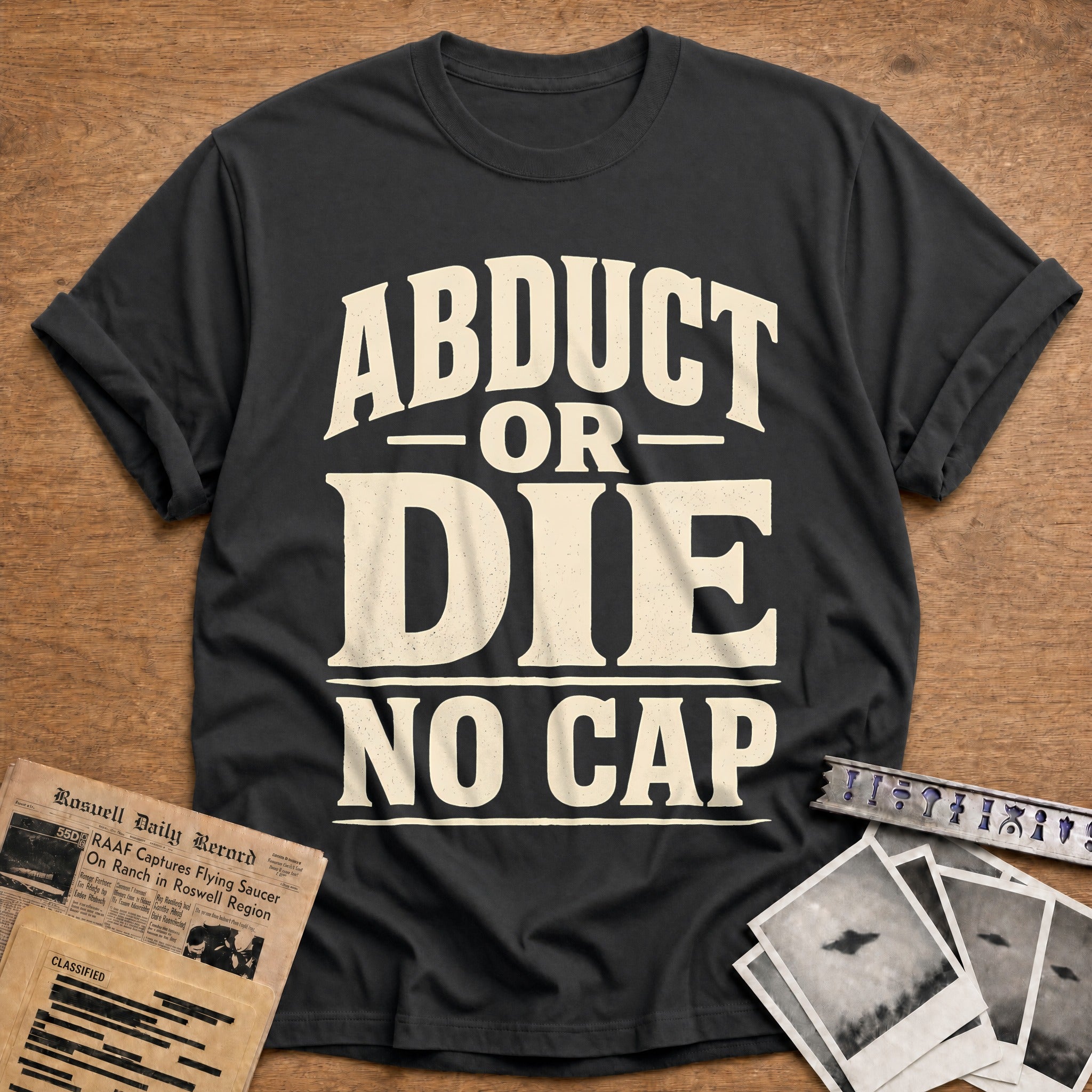 Abduct Or Die No Cap 14 T-Shirt - Charcoal