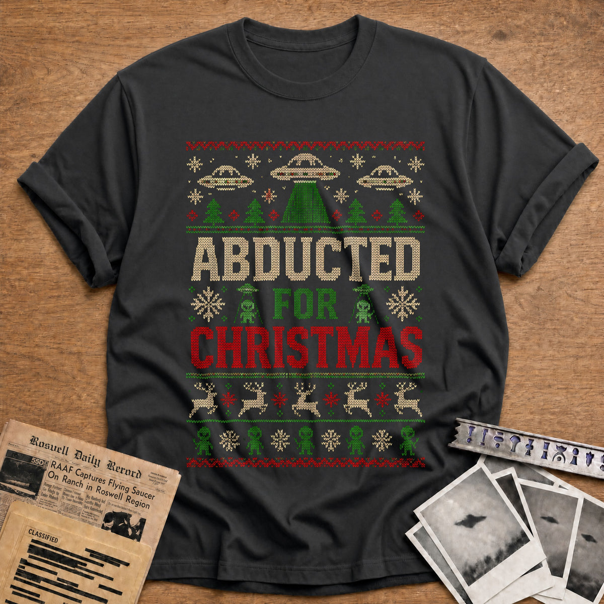Abducted For Christmas 76 T-Shirt - Charcoal