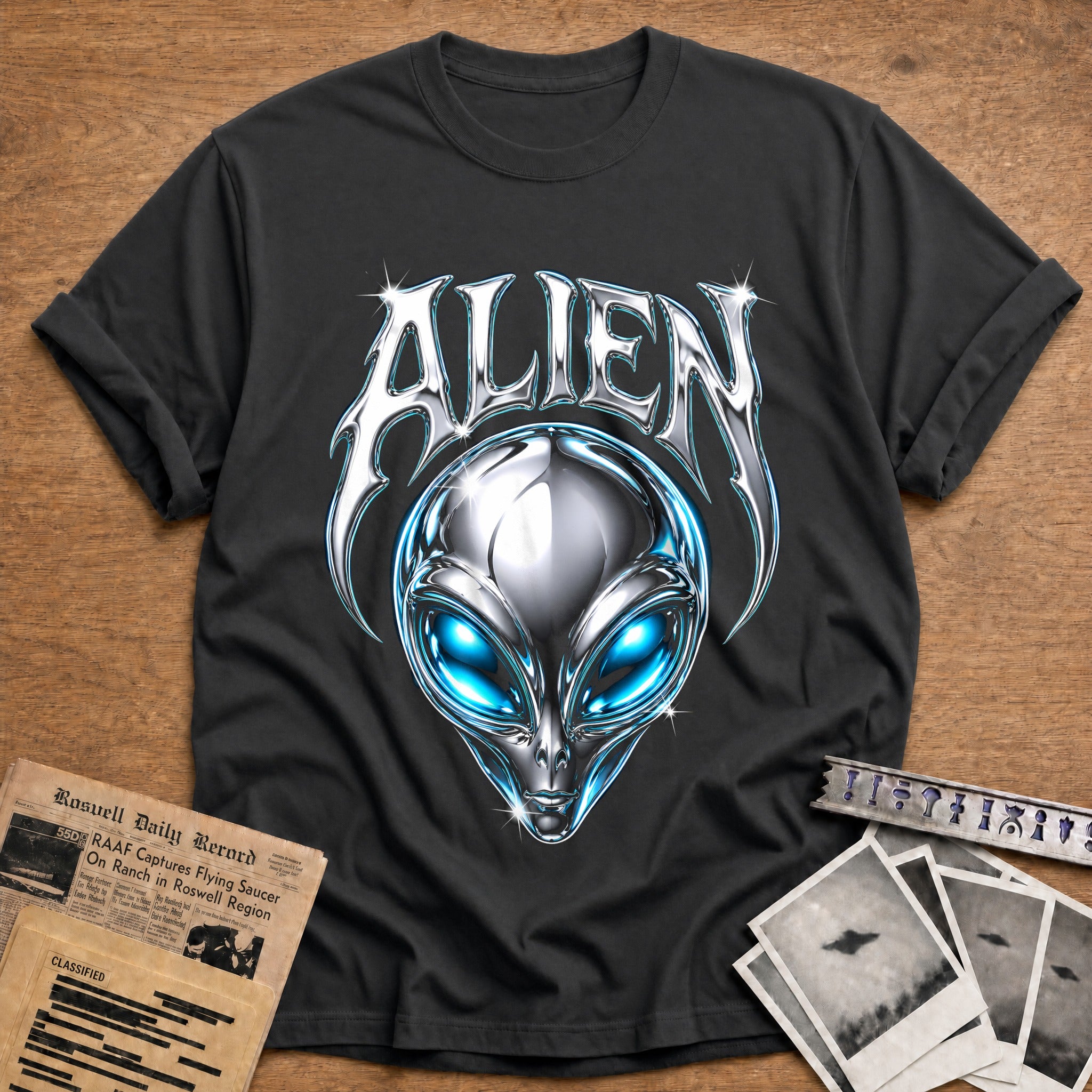 Alien Chrome Y2K 94 T-Shirt - Charcoal