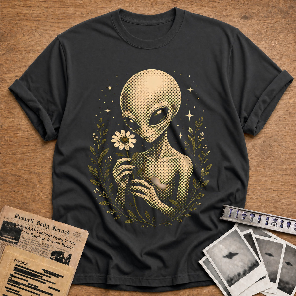 Alien Flower 61 T-Shirt - Charcoal