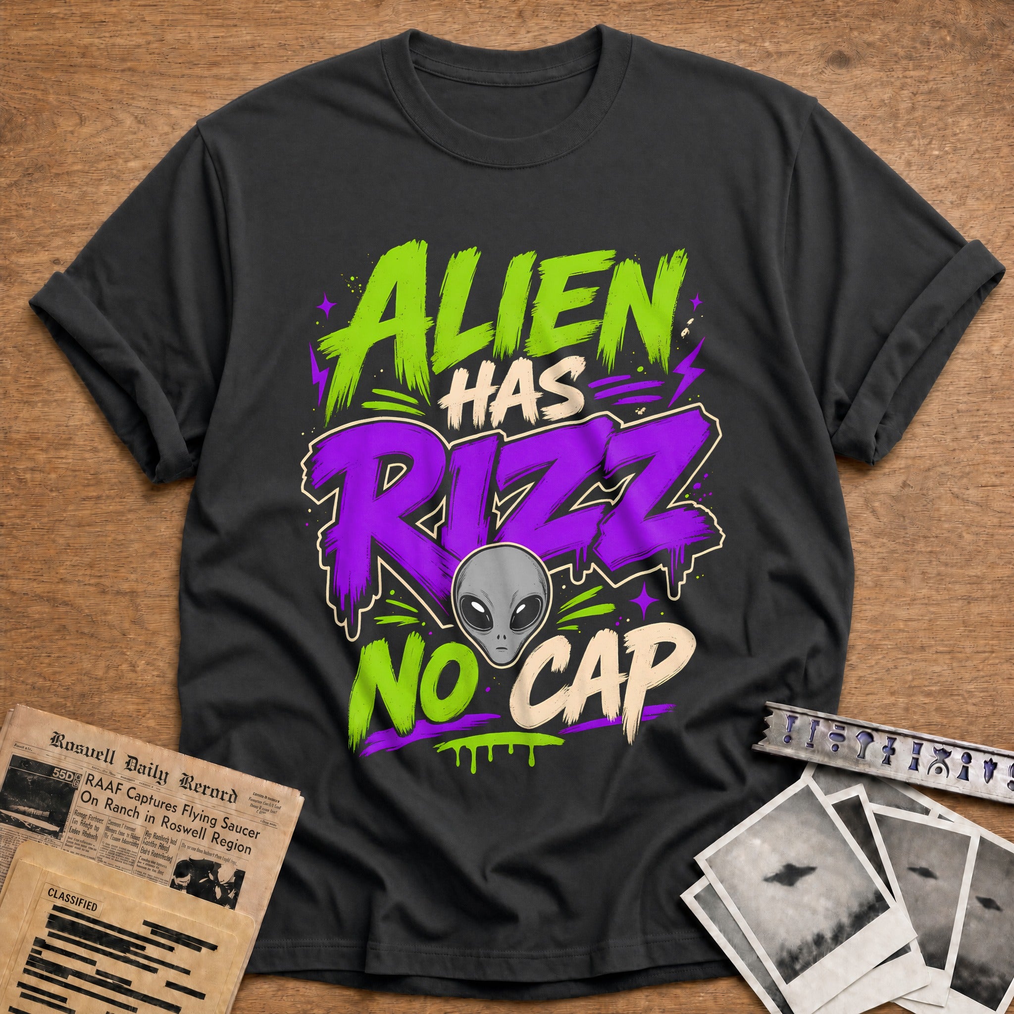 Alien Has Rizz 73 T-Shirt - Charcoal