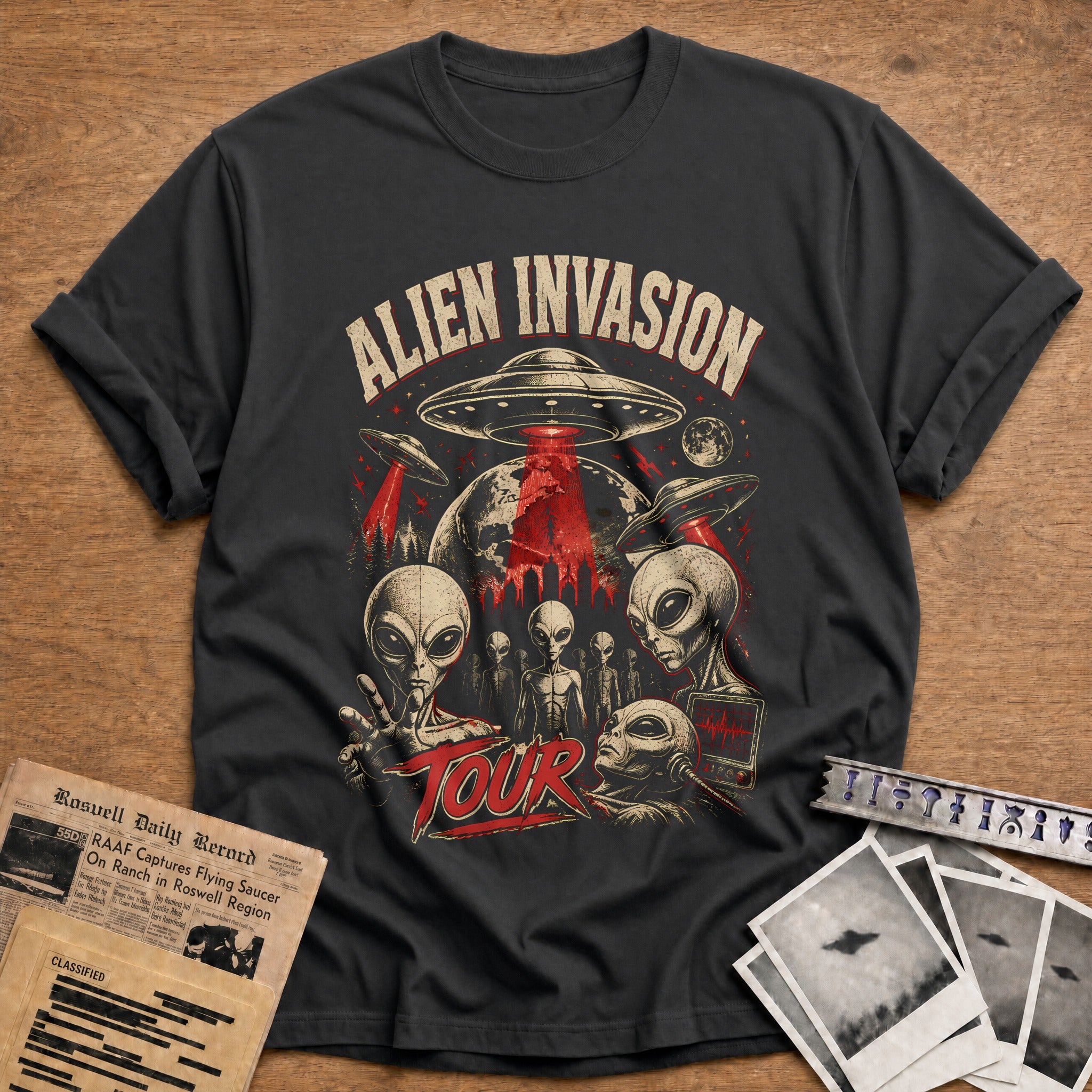Alien Invasion Tour T-Shirt - Charcoal