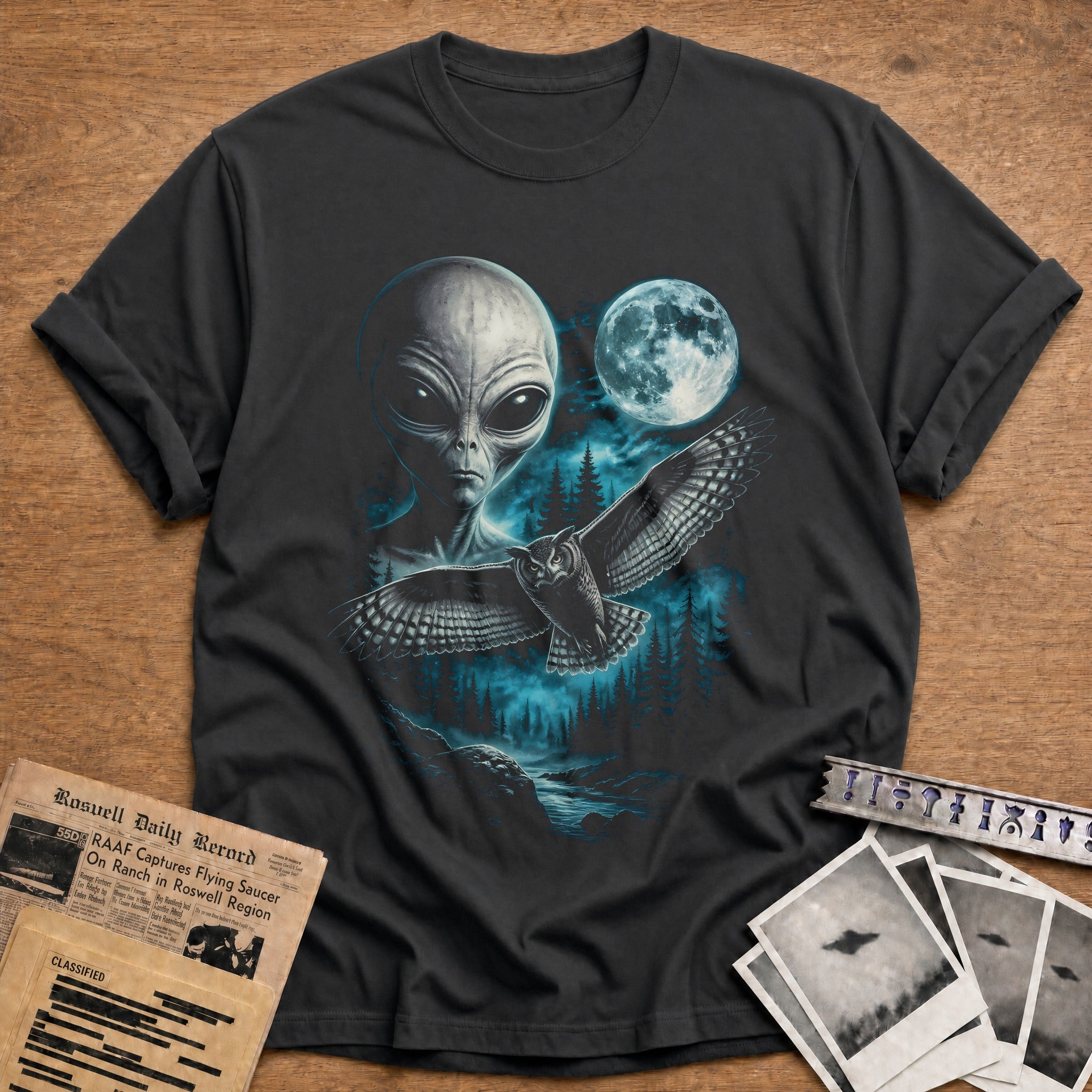 Alien Owl Full Moon 82 - Charcoal