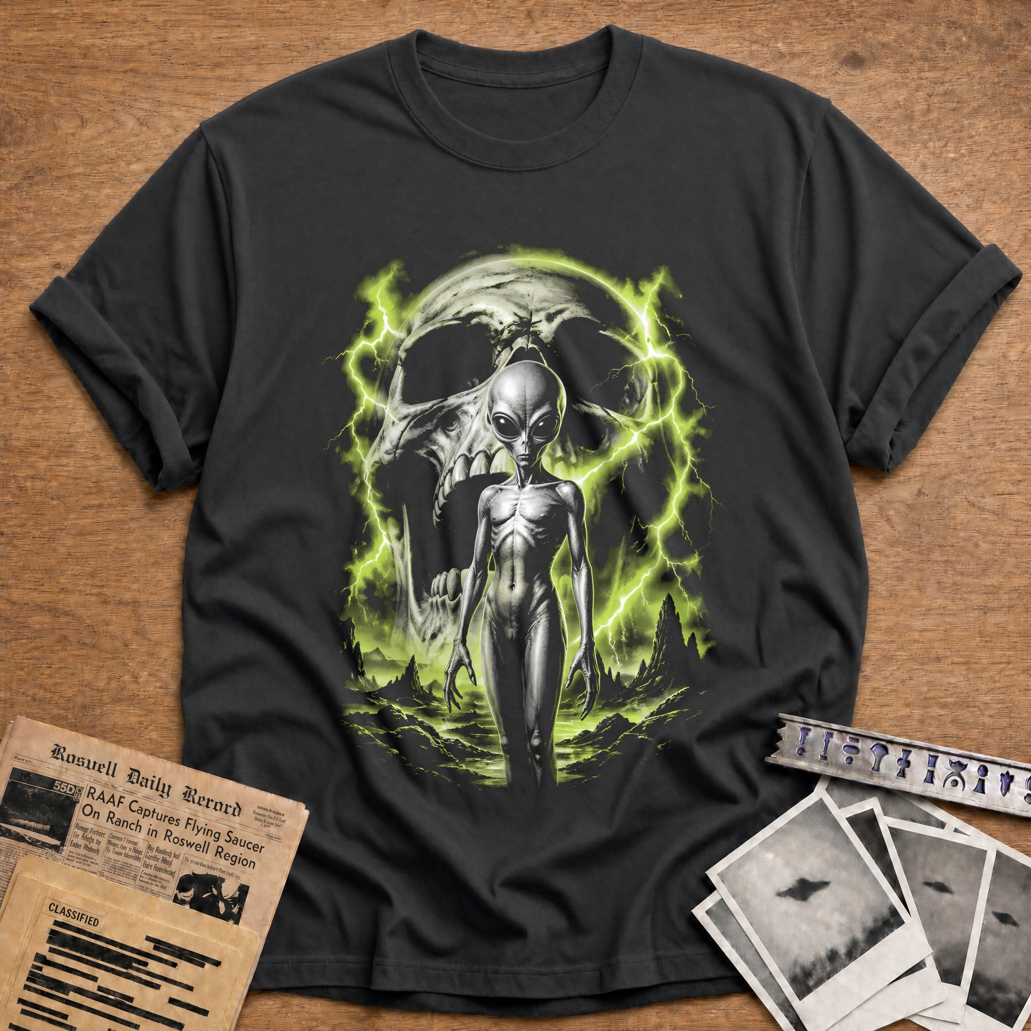Alien Screaming Skull 72 - Charcoal