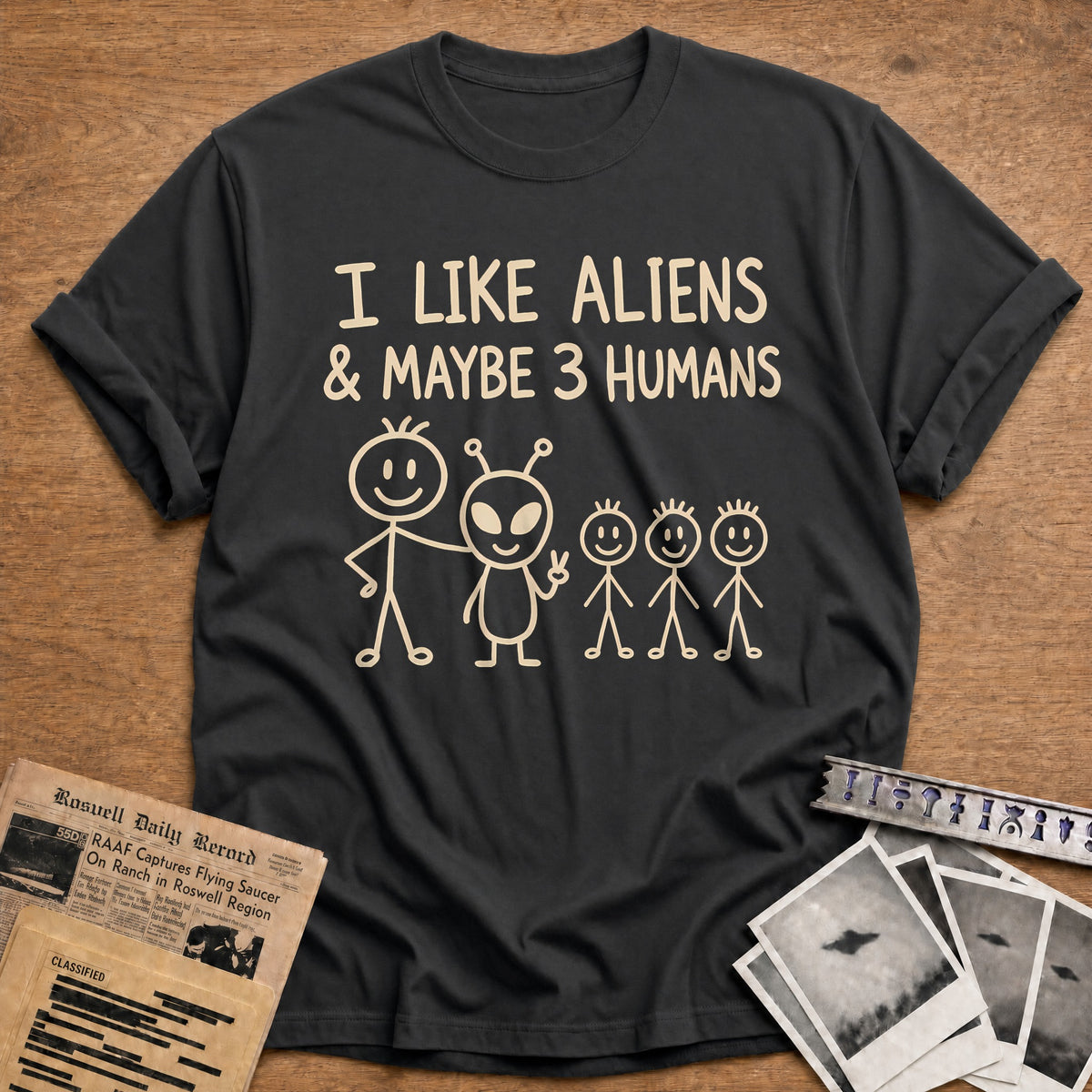 Aliens 3 Humans 55 T-Shirt - Charcoal