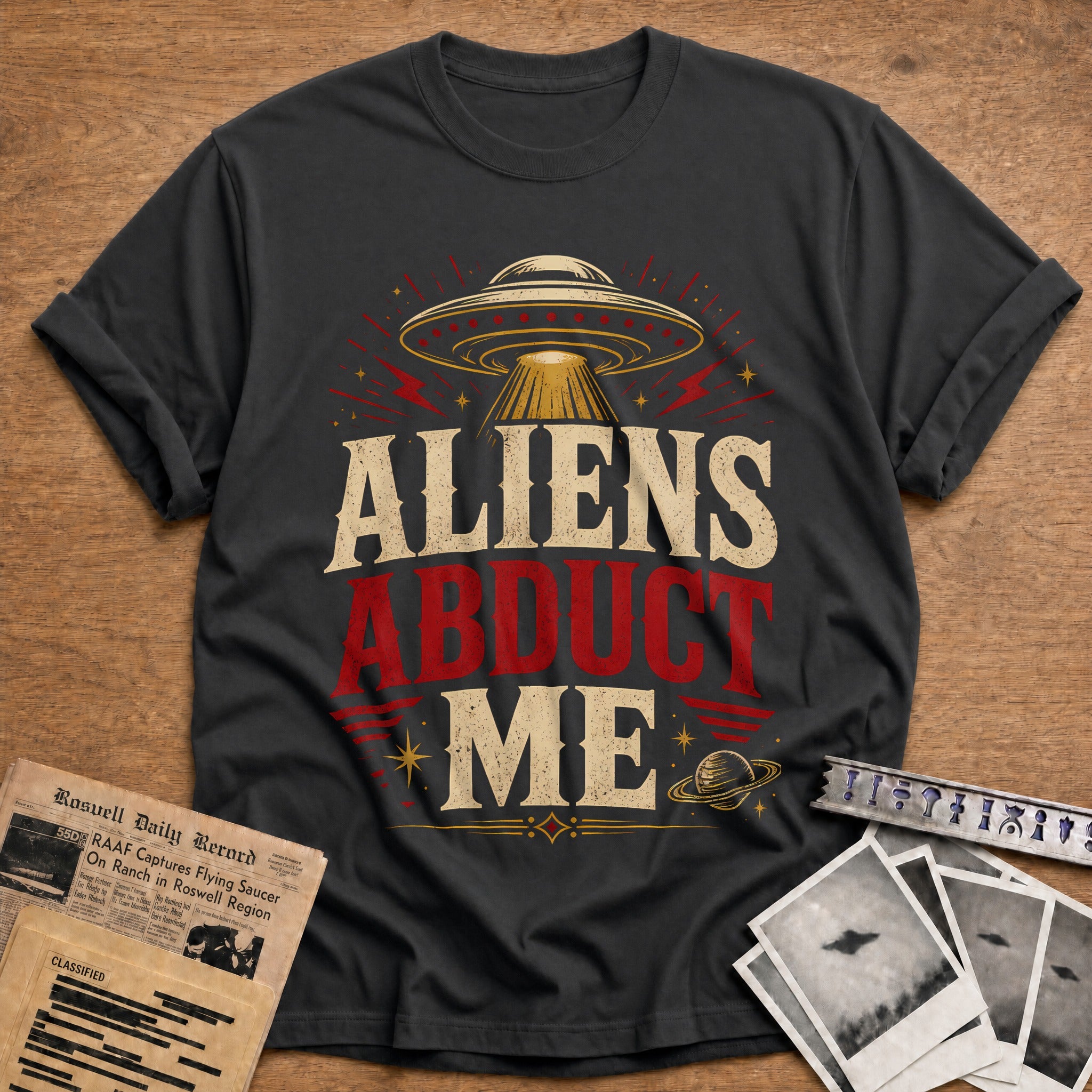 Aliens Abduct Me 57 T-Shirt - Charcoal