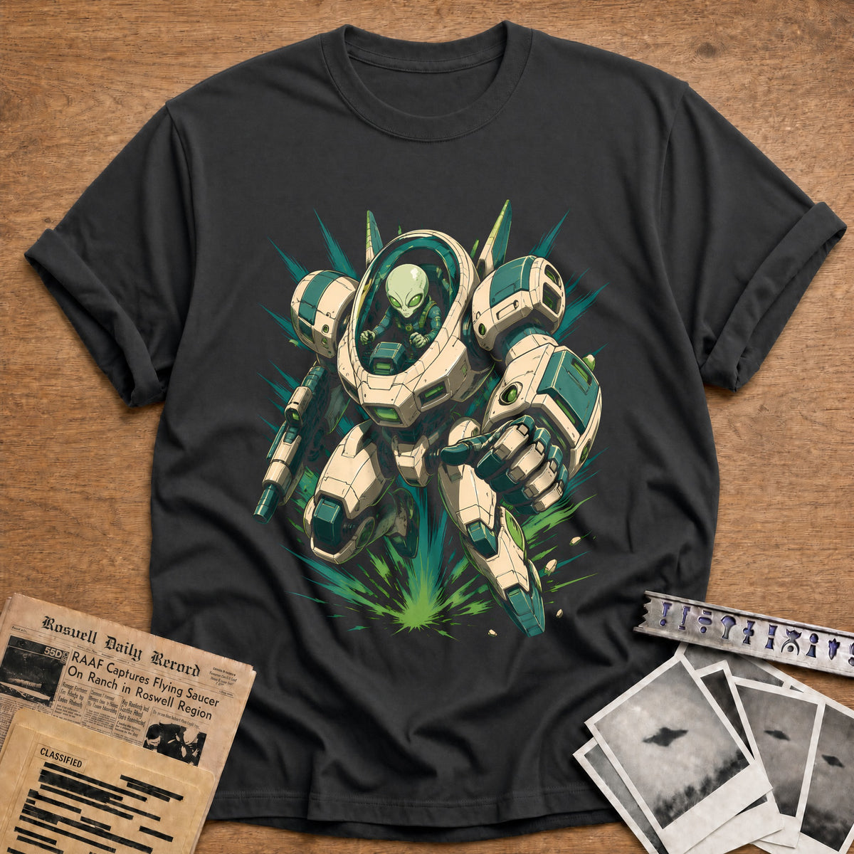 Anime Mecha 48 T-Shirt - Charcoal