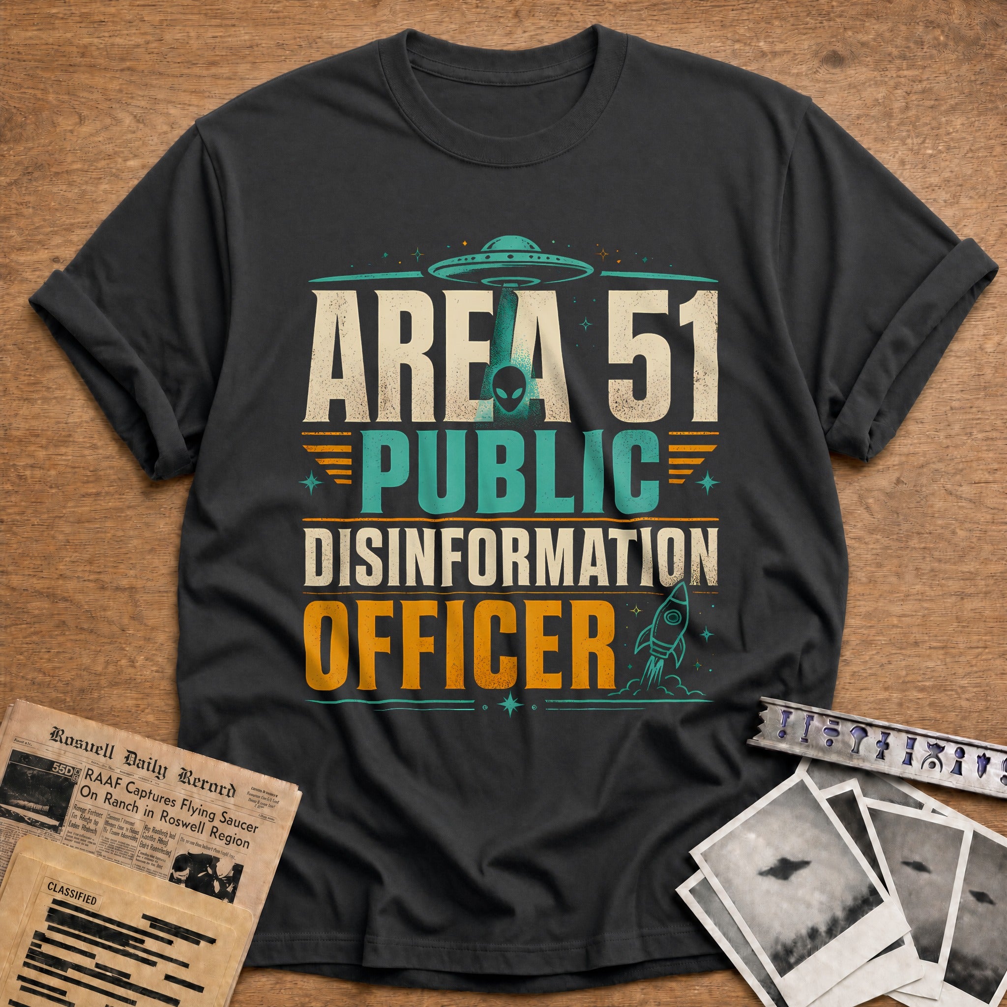 Area 51 Public Disinformation Officer 36 T-Shirt - Charcoal