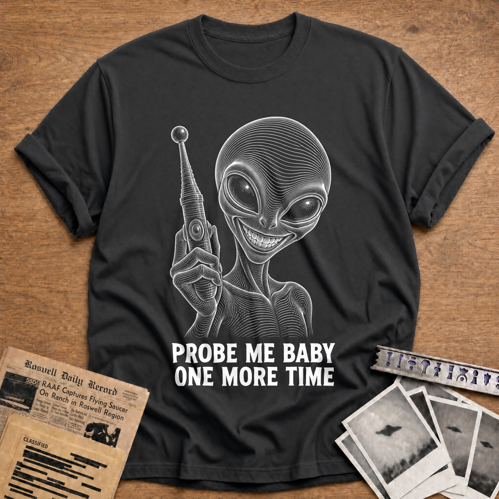 Armed and Curious T-Shirt - Charcoal