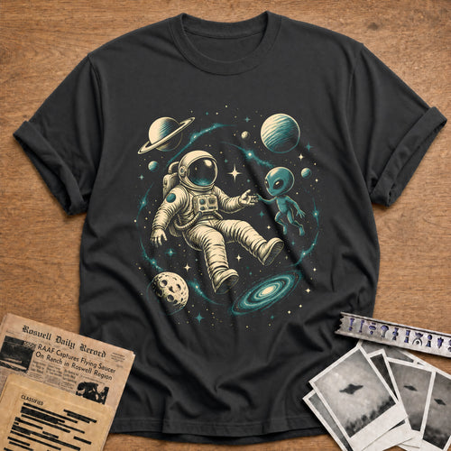 Astronaut Alien Cosmic 57 T-Shirt - Charcoal