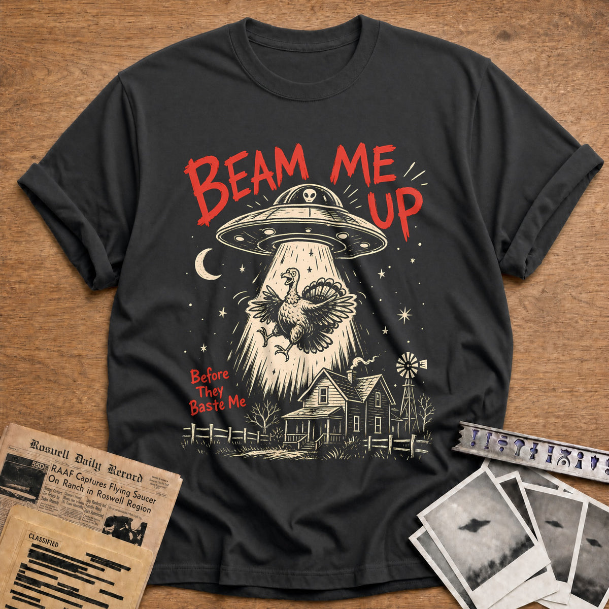 Beam Me Up Before They Baste Me 1 T-Shirt - Charcoal