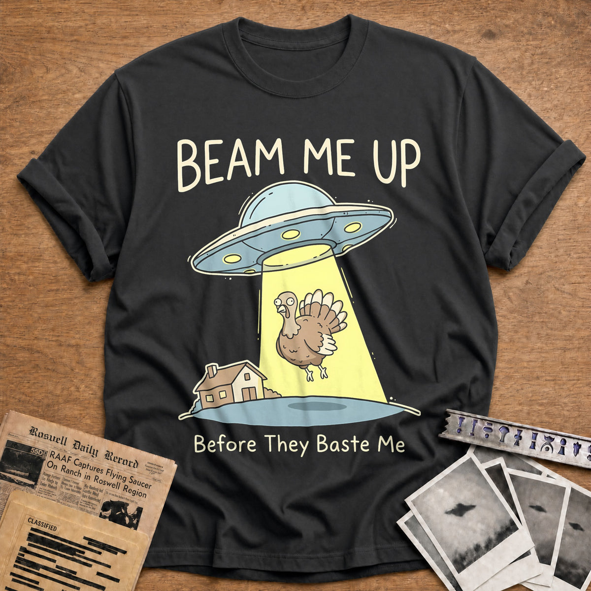 Beam Me Up Before They Baste Me 13 T-Shirt - Charcoal