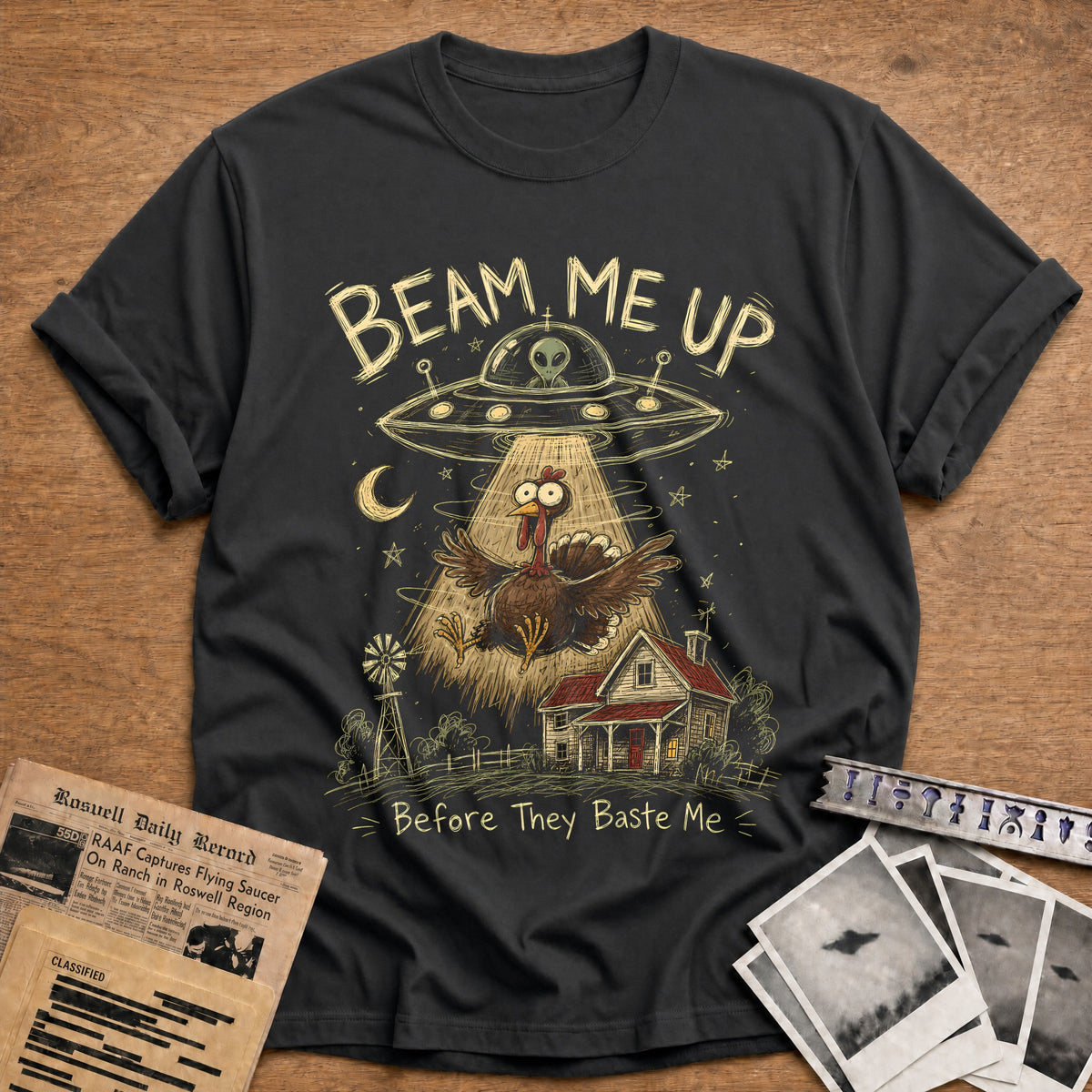 Beam Me Up Before They Baste Me 3 T-Shirt - Charcoal