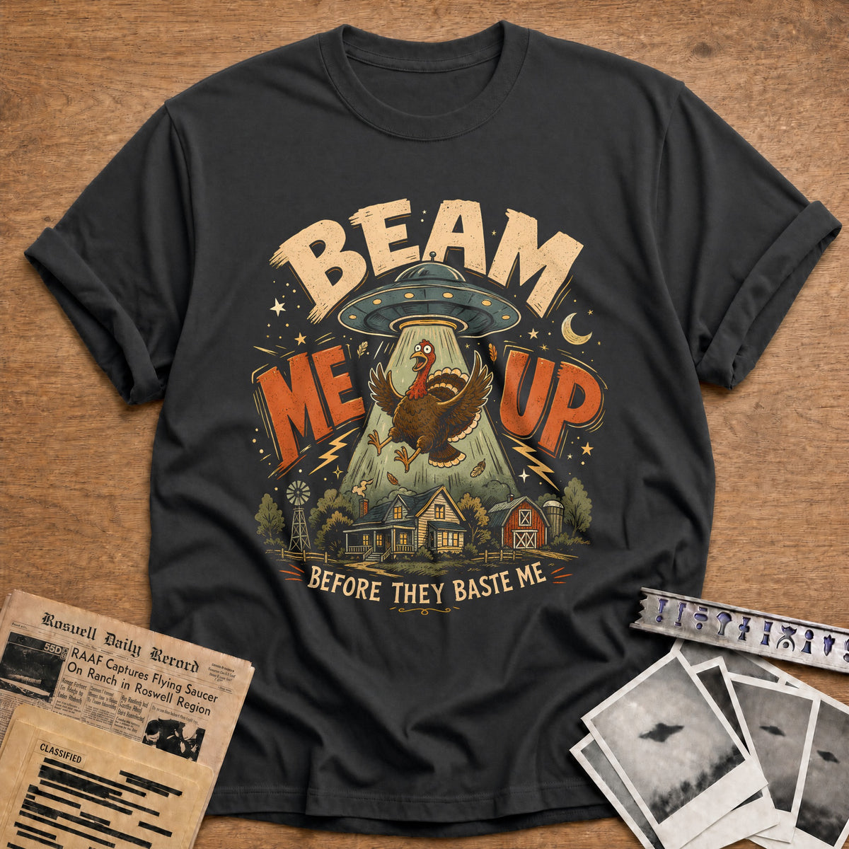 Beam Me Up Before They Baste Me 4 T-Shirt - Charcoal
