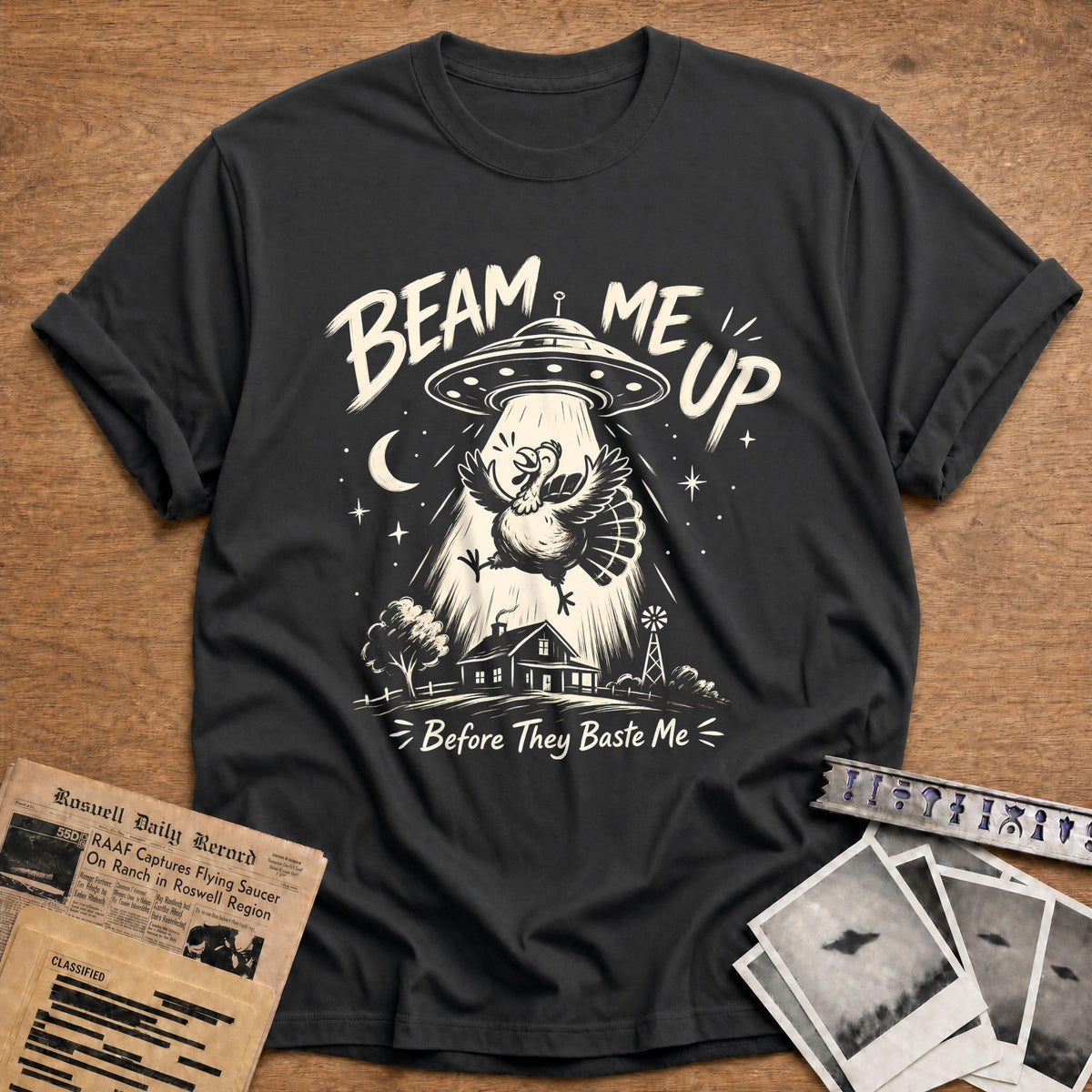 Beam Me Up Before They Baste Me 5 T-Shirt - Charcoal