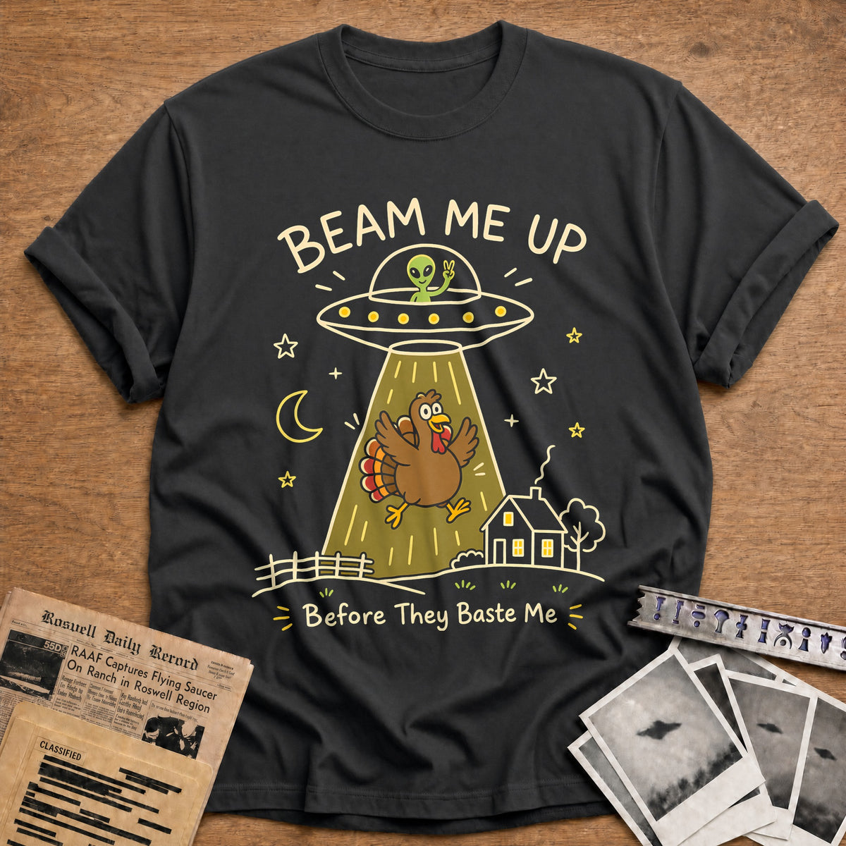 Beam Me Up Before They Baste Me 6 T-Shirt - Charcoal