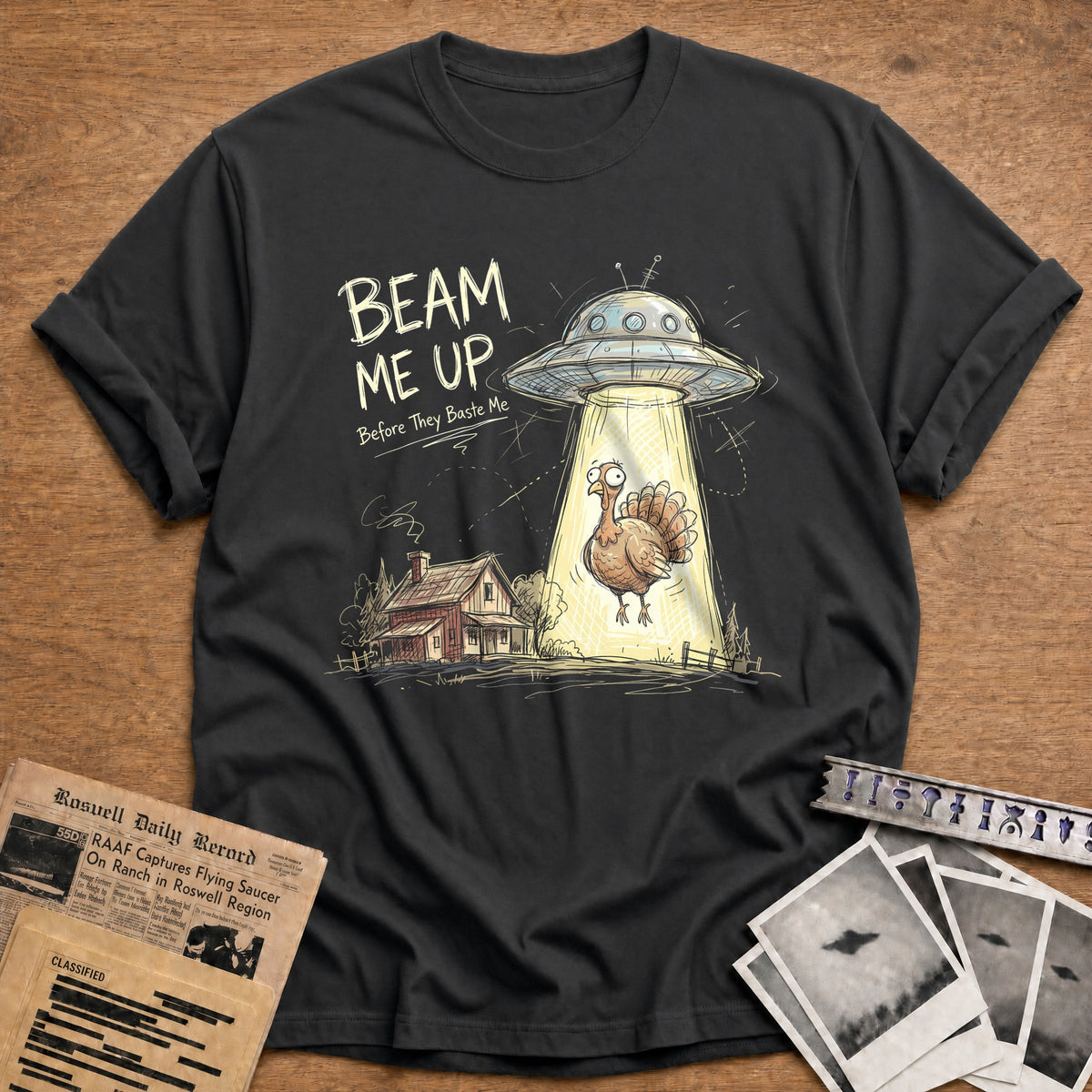 Beam Me Up Before They Baste Me 7 T-Shirt - Charcoal