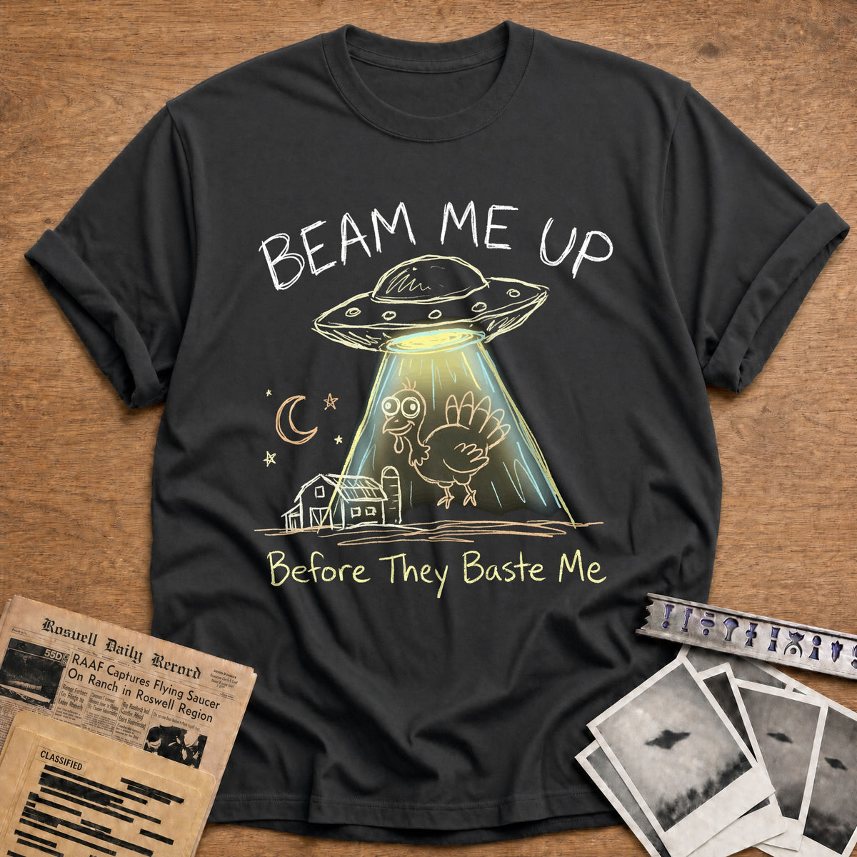 Beam Me Up Before They Baste Me 8 T-Shirt - Charcoal
