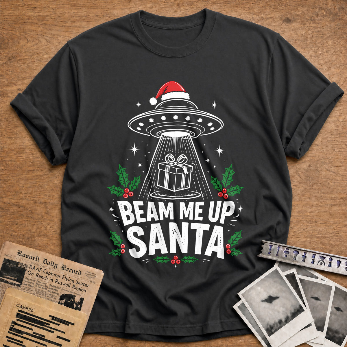 Beam Me Up Santa 82 T-Shirt - Charcoal
