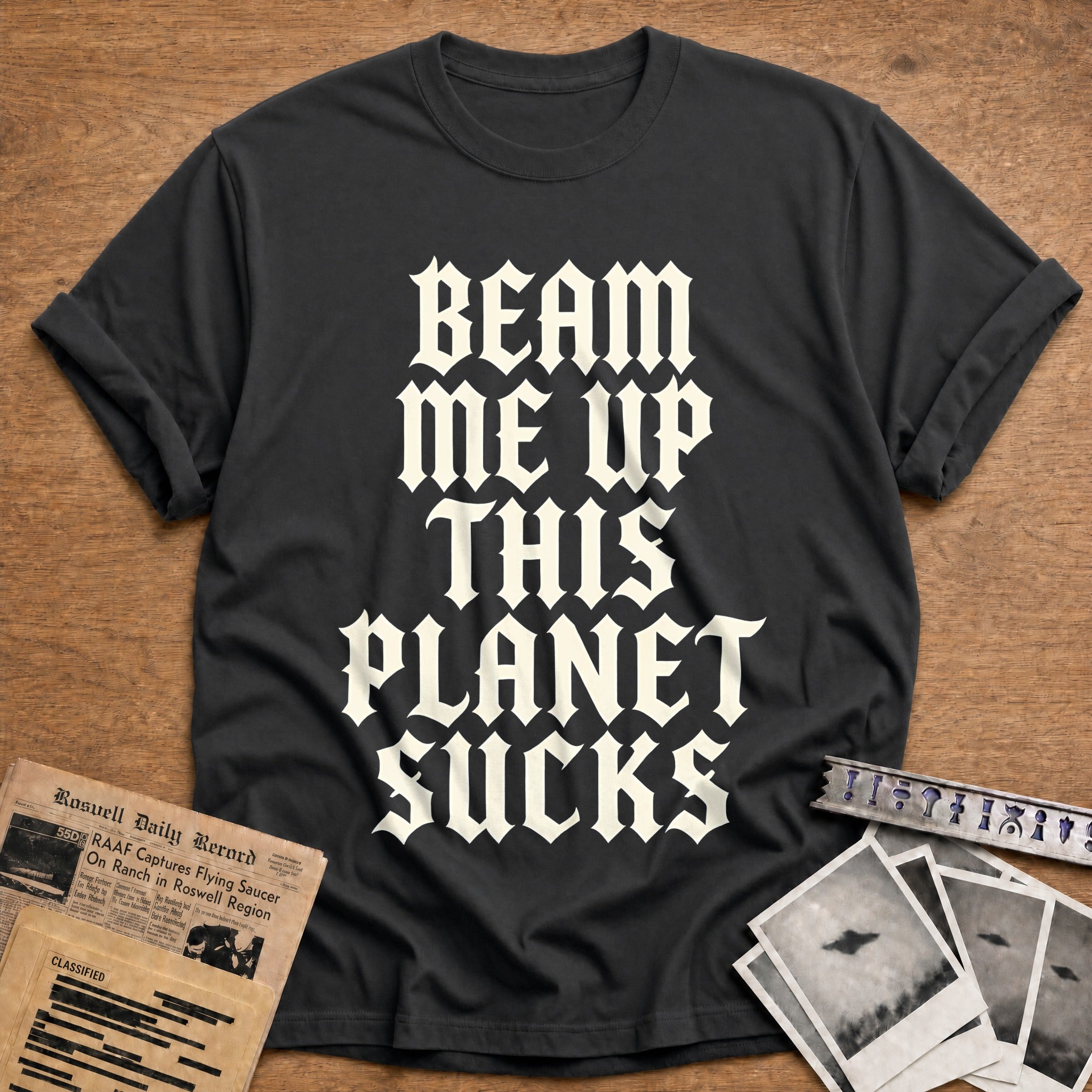 Beam Me Up This Planet Sucks 71 T-Shirt - Charcoal
