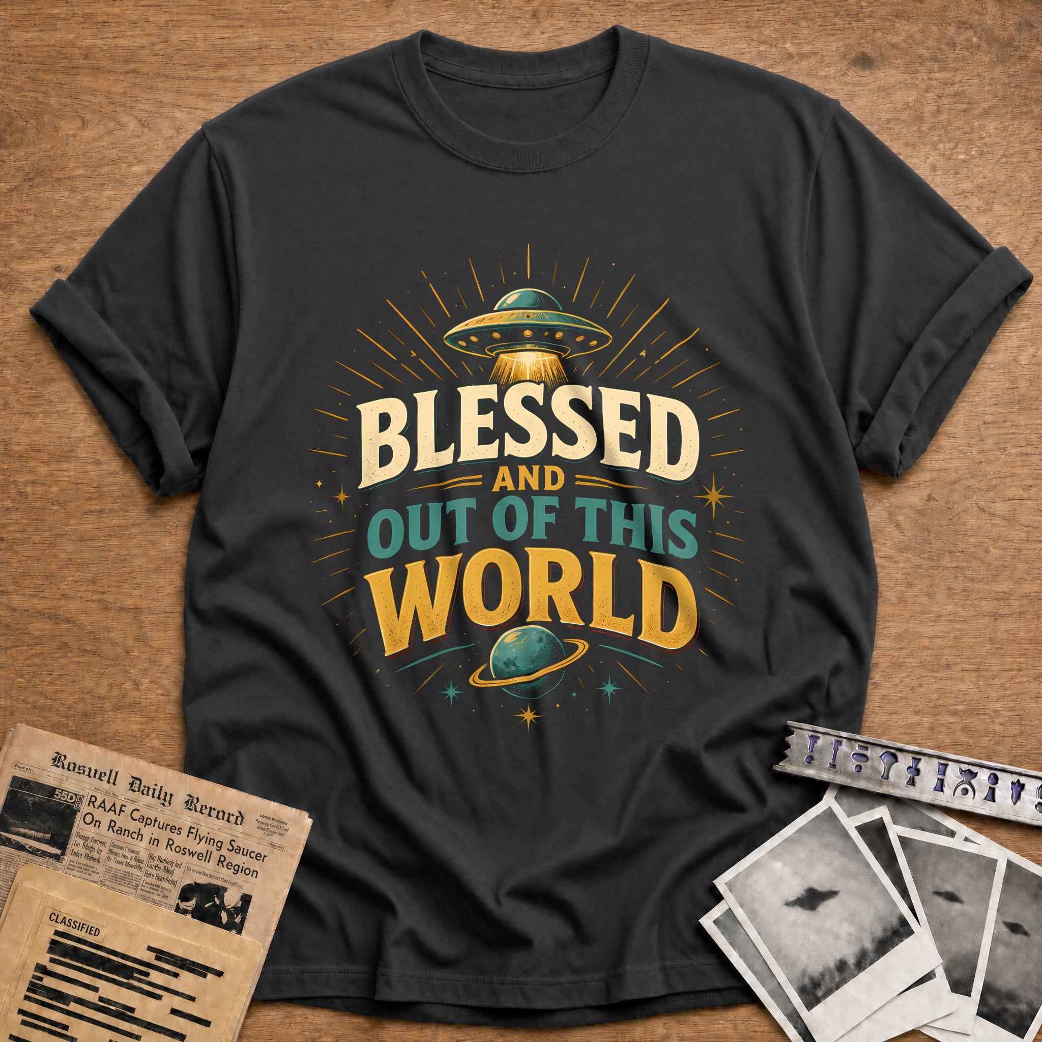 Blessed Out Of This World 73 T-Shirt - Charcoal