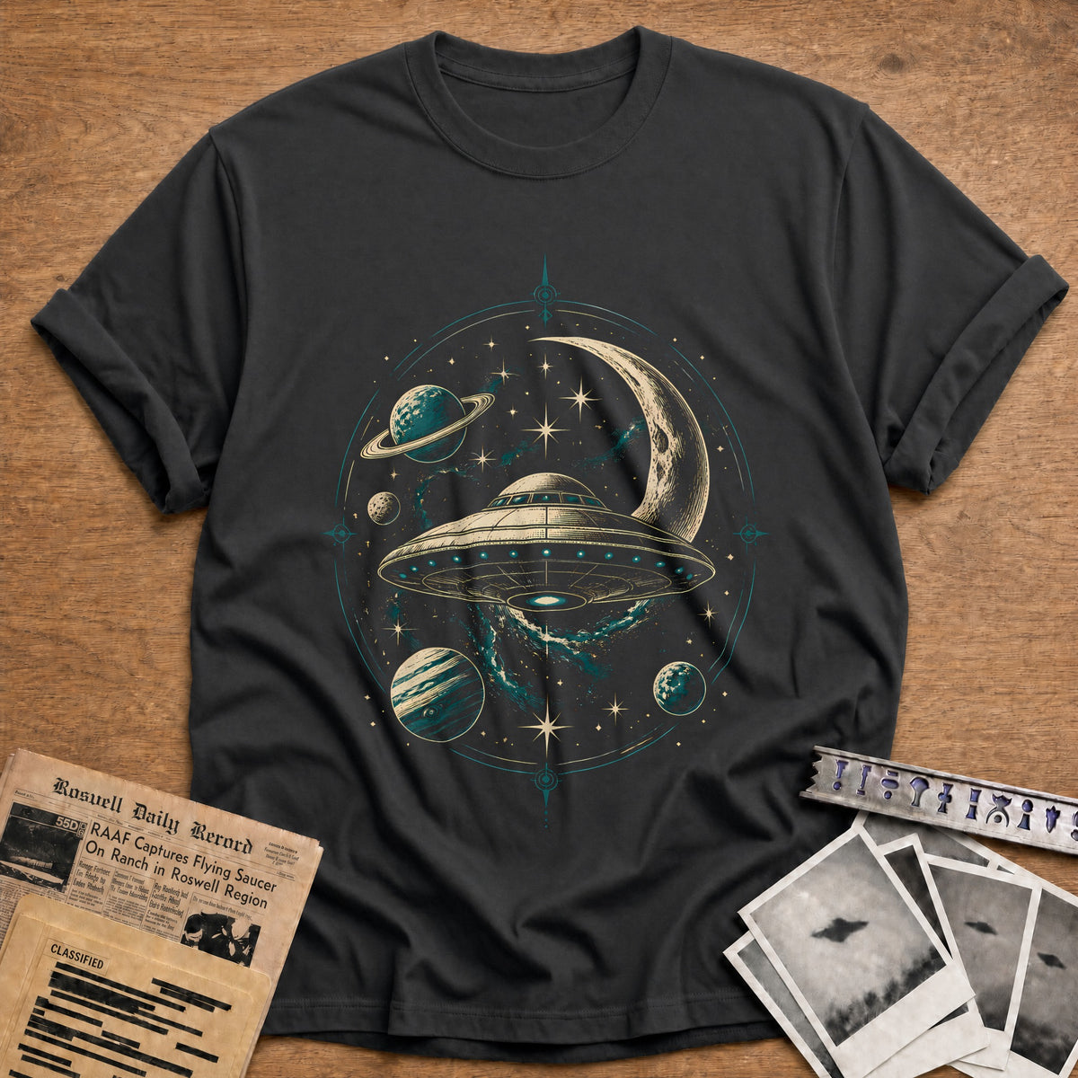 Cosmic Emblem 56 T-Shirt - Charcoal