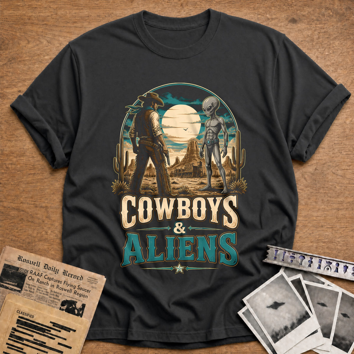 Cowboys And Aliens 47 T-Shirt - Charcoal