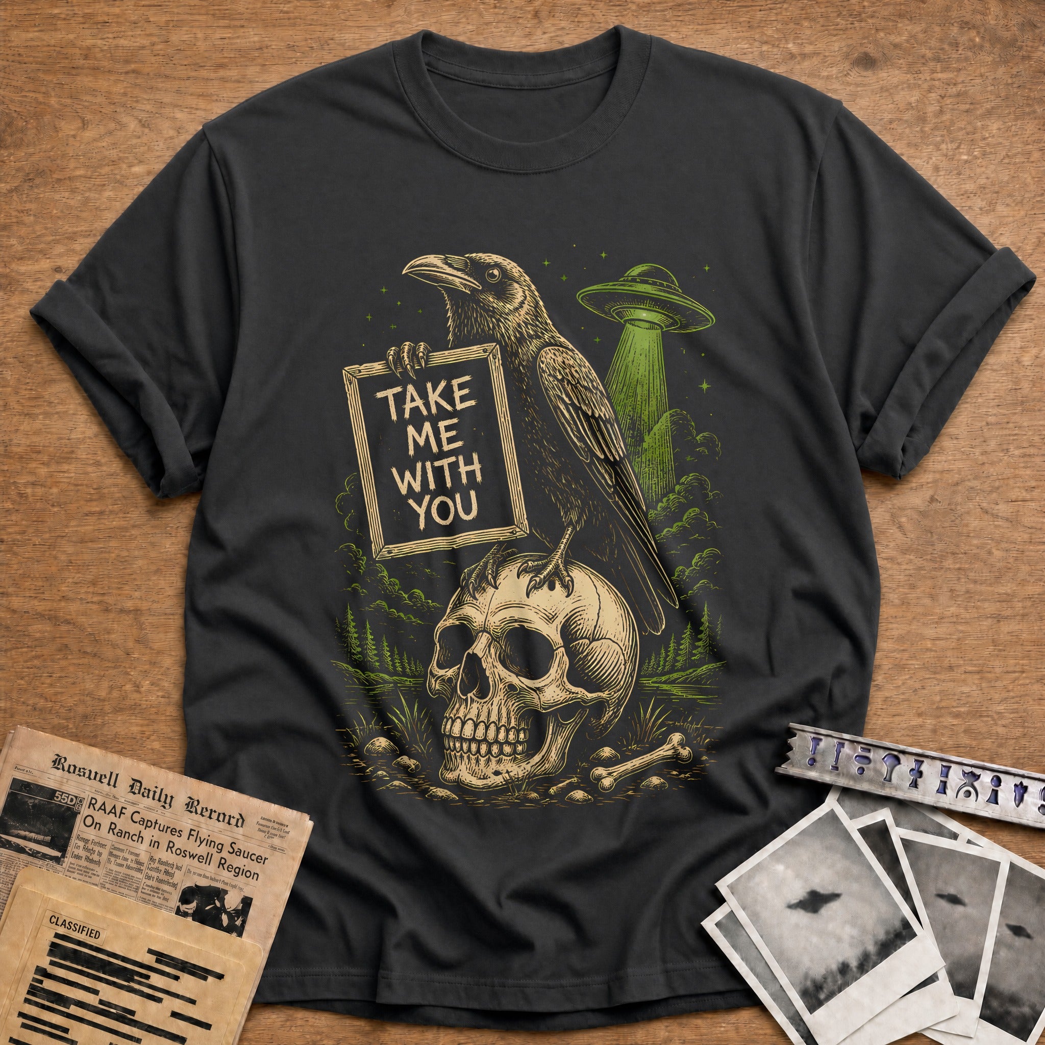 Crow Skull Take Me 65 - Charcoal